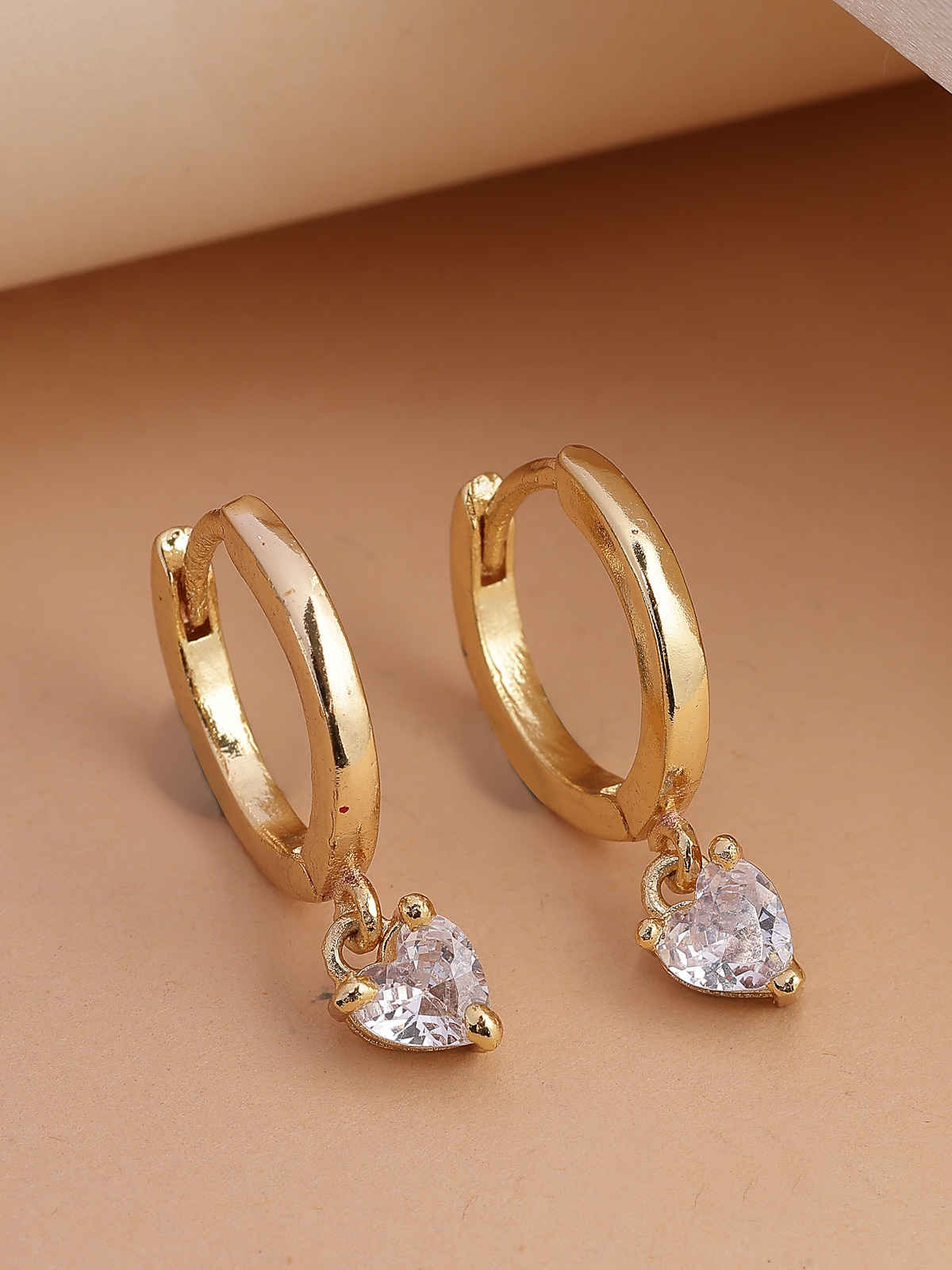 Scintillare By Sukkhi Gold Plated Clip On Austrian Zirconium Drop Hoop Style Earrings For Women