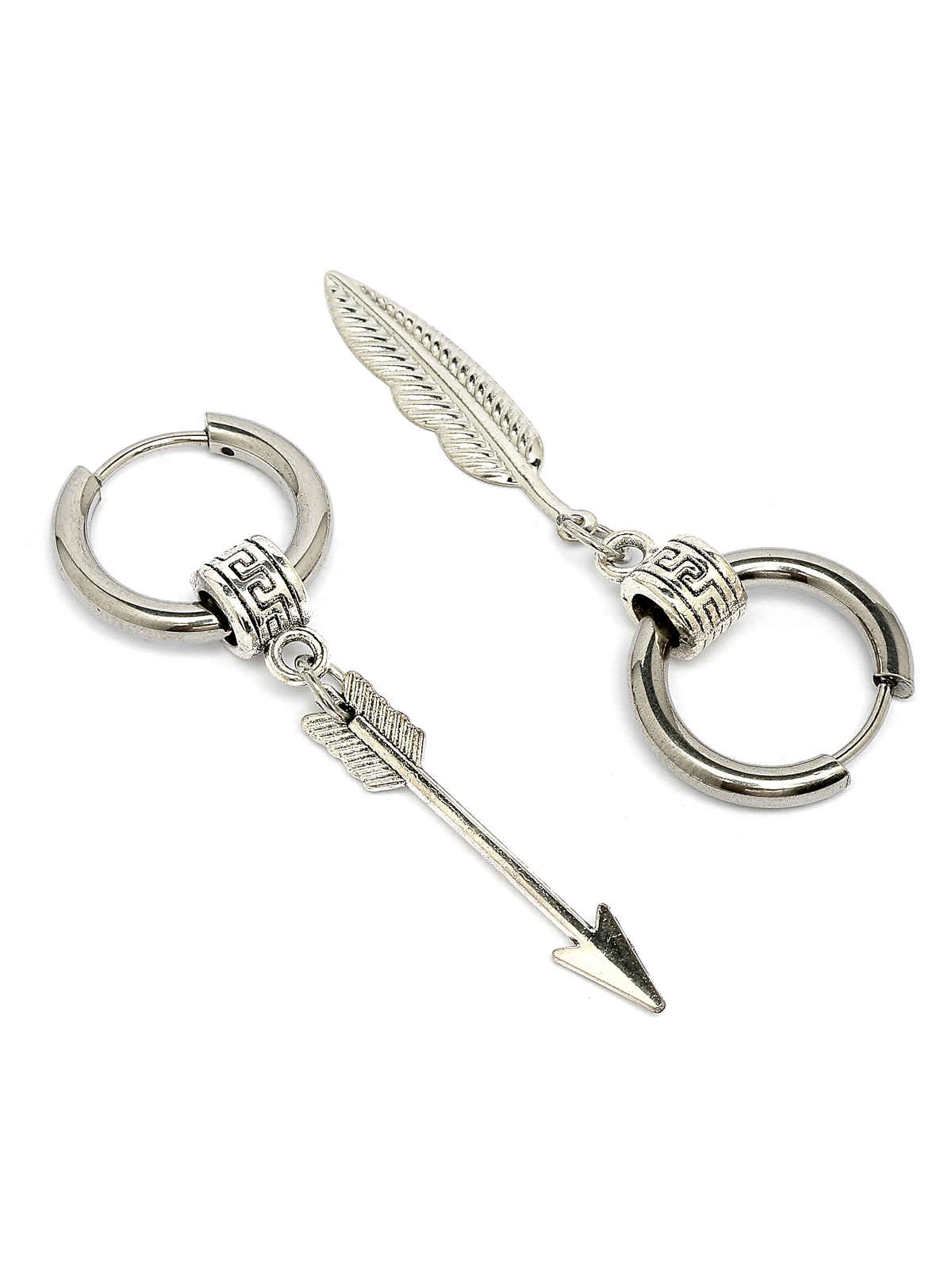 Scintillare By Sukkhi Long Chain punk Titanium Steel Piercing Dangle Hoop Earring for Men & Women