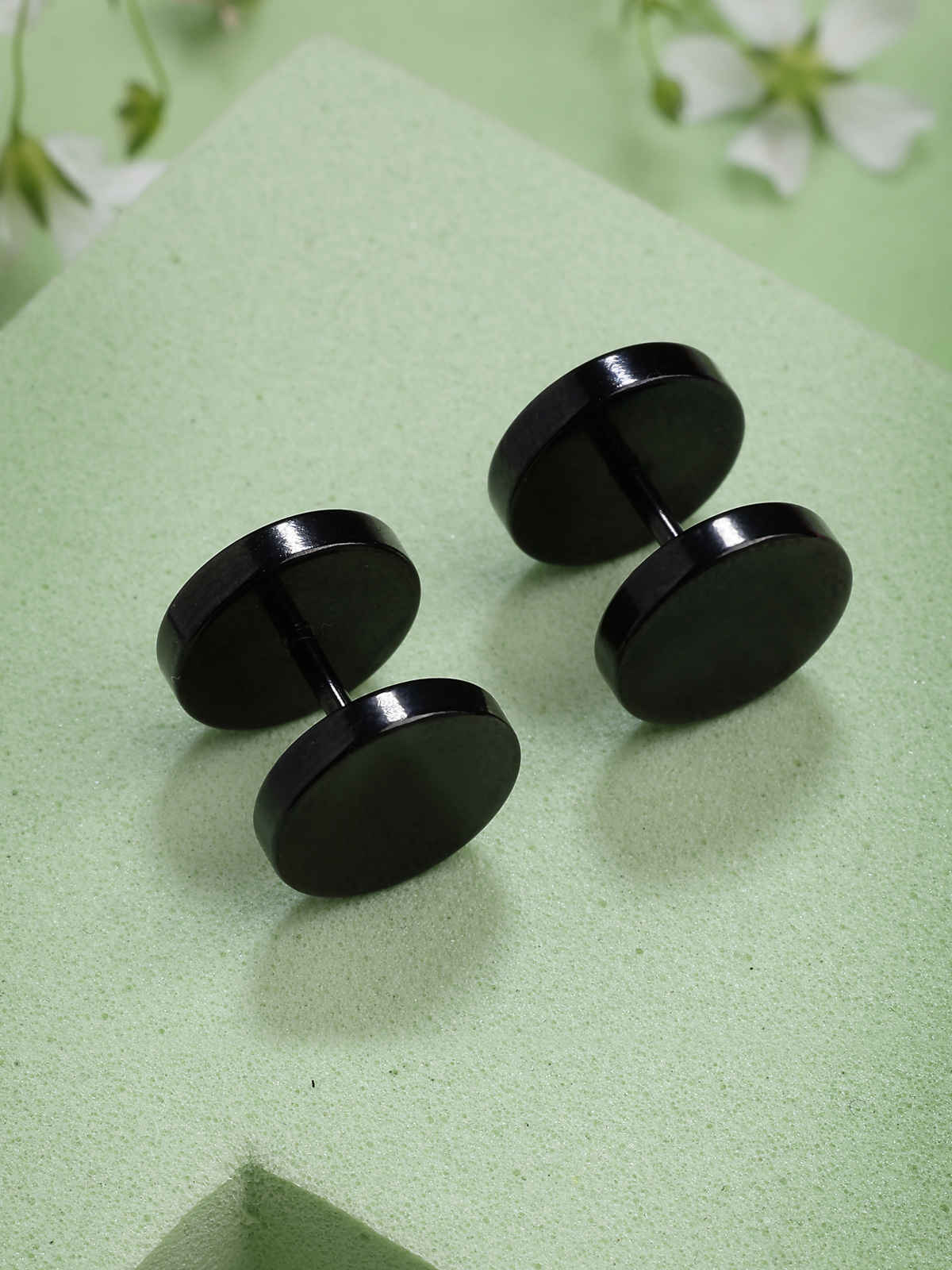 Scintillare By Sukkhi Stylish Stainless Steel Black Studs Earrings for Men & Boys & Women