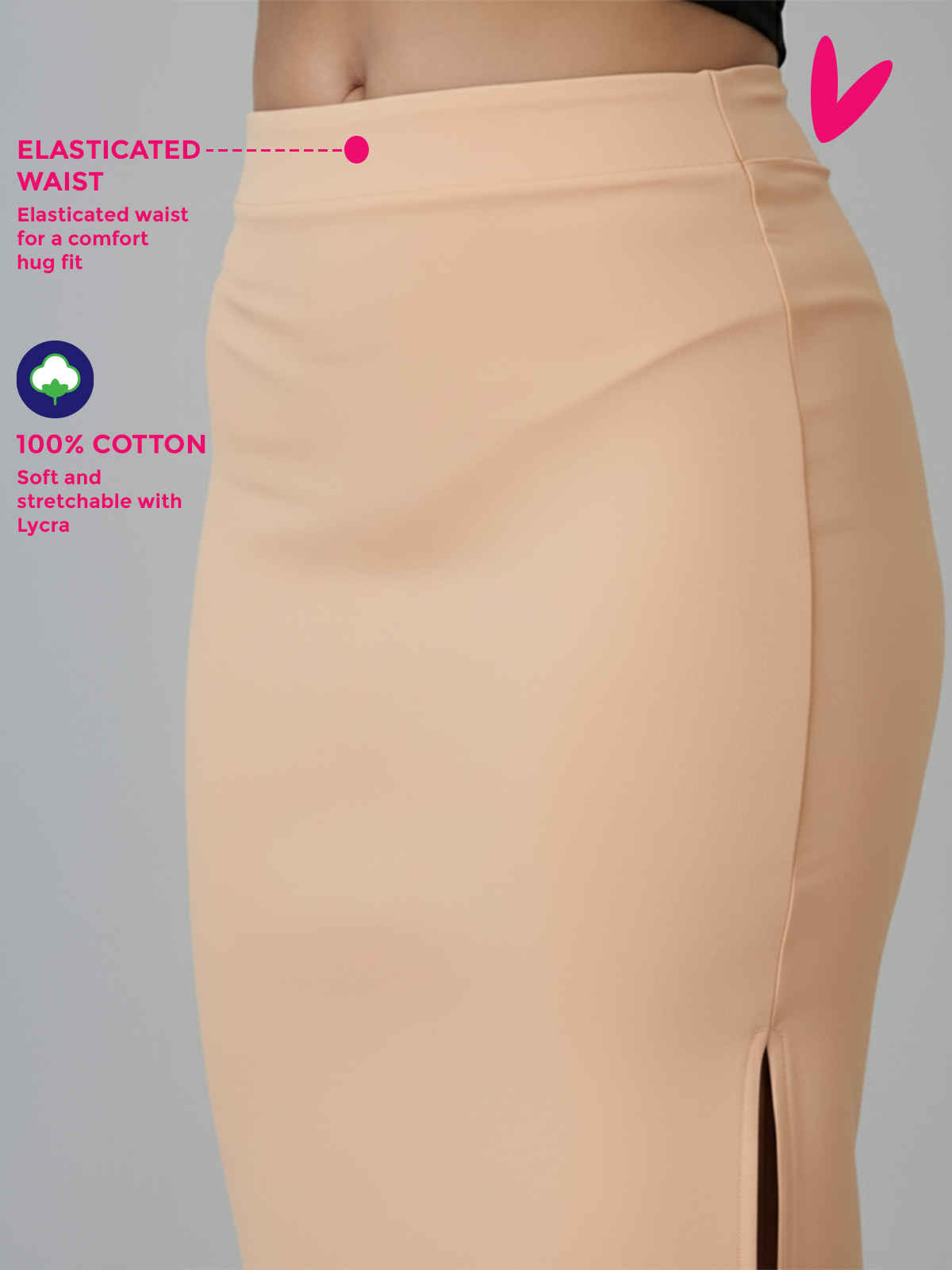 PYNK by Lux Cozi Women's Saree Shapewear | Flaunt Your Curves with Confidence | Skin | Free Size