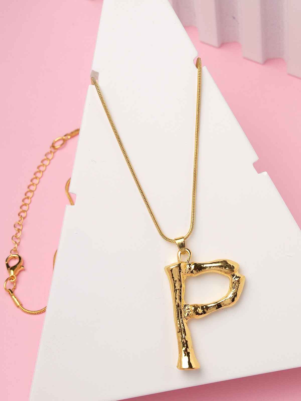 Scintillare By Sukkhi Gold Plated Alphabet P Letter Initials Locket Pendant Alphabet Pendant