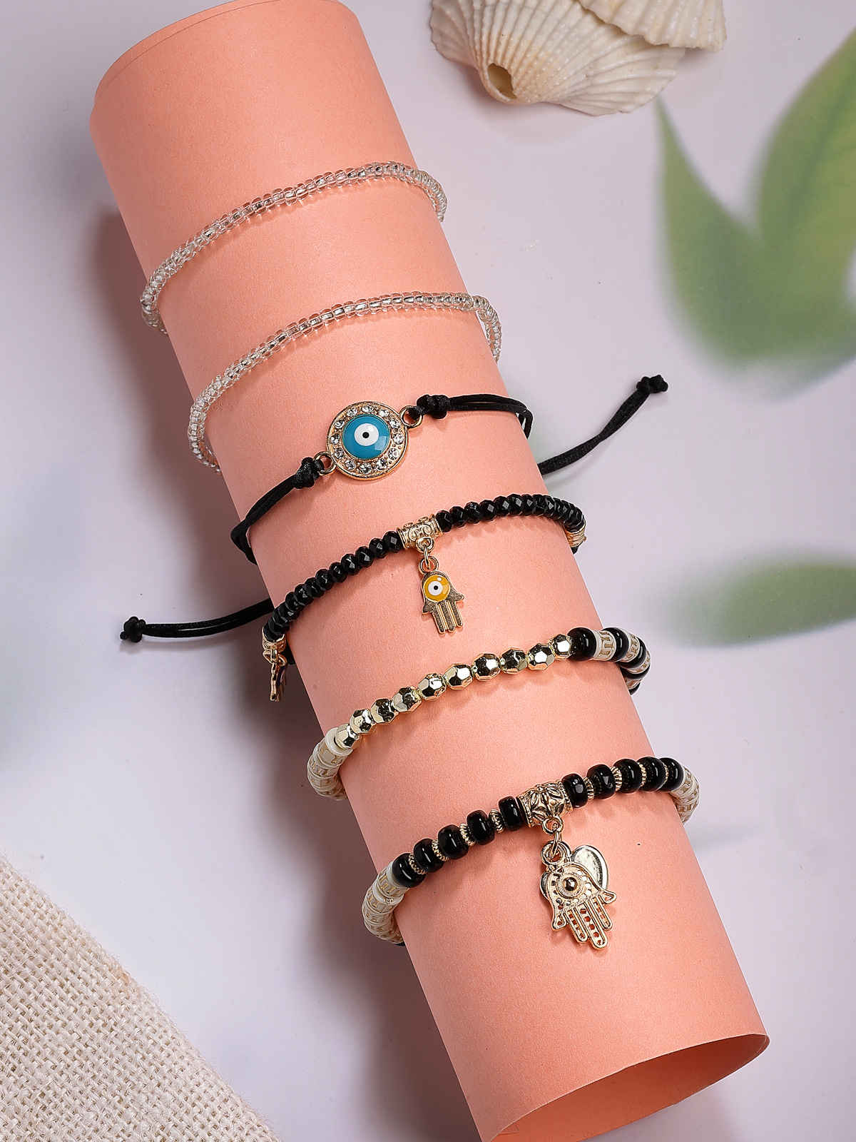 Scintillare By Sukkhi Evil Eye Lucky Protection Bracelet Crystal Charm Beaded Bracelet For Women