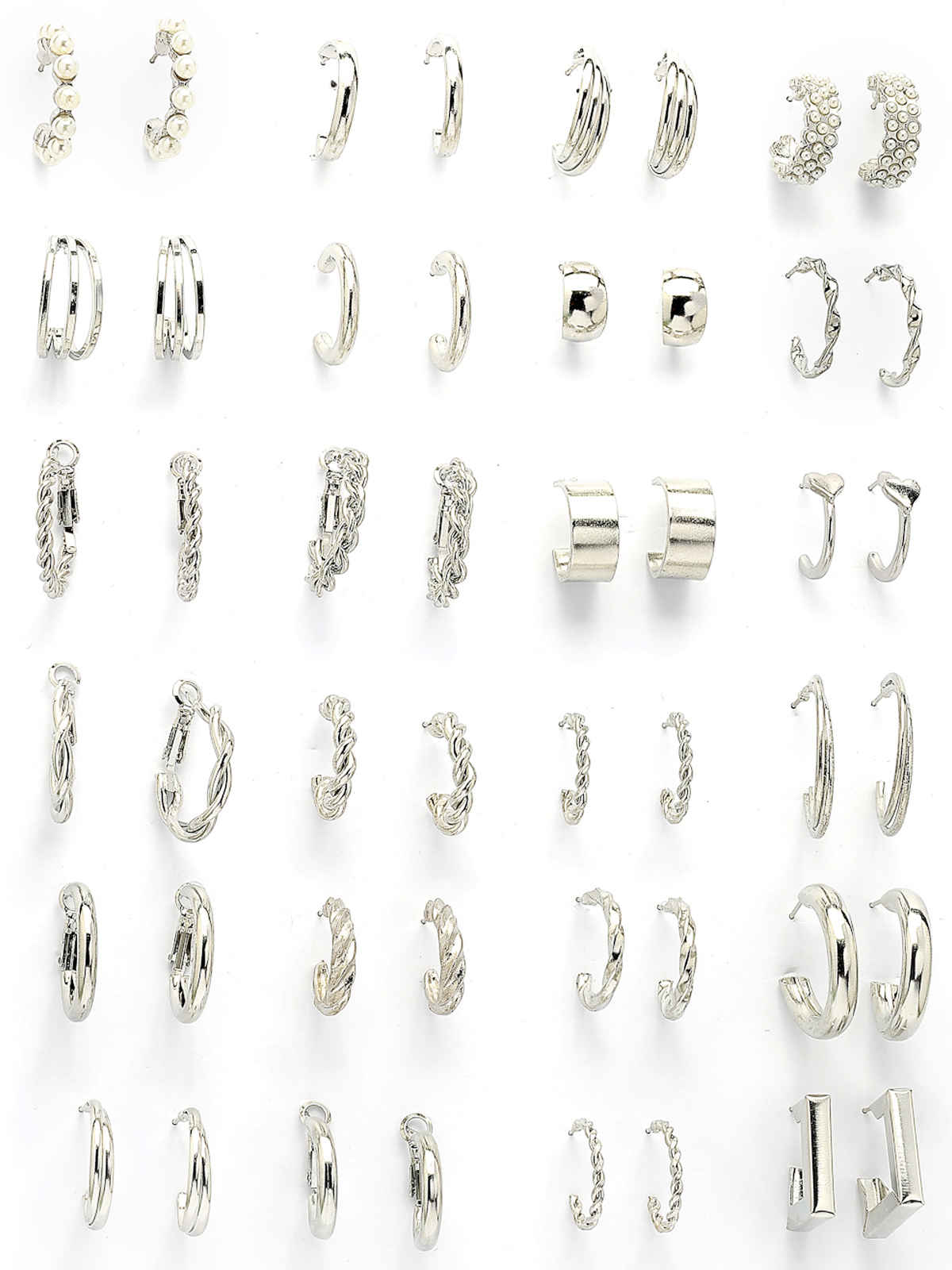 Scintillare By Sukkhi Rhodium Plated with Geometric Twist Pearls Combo Earring For Women