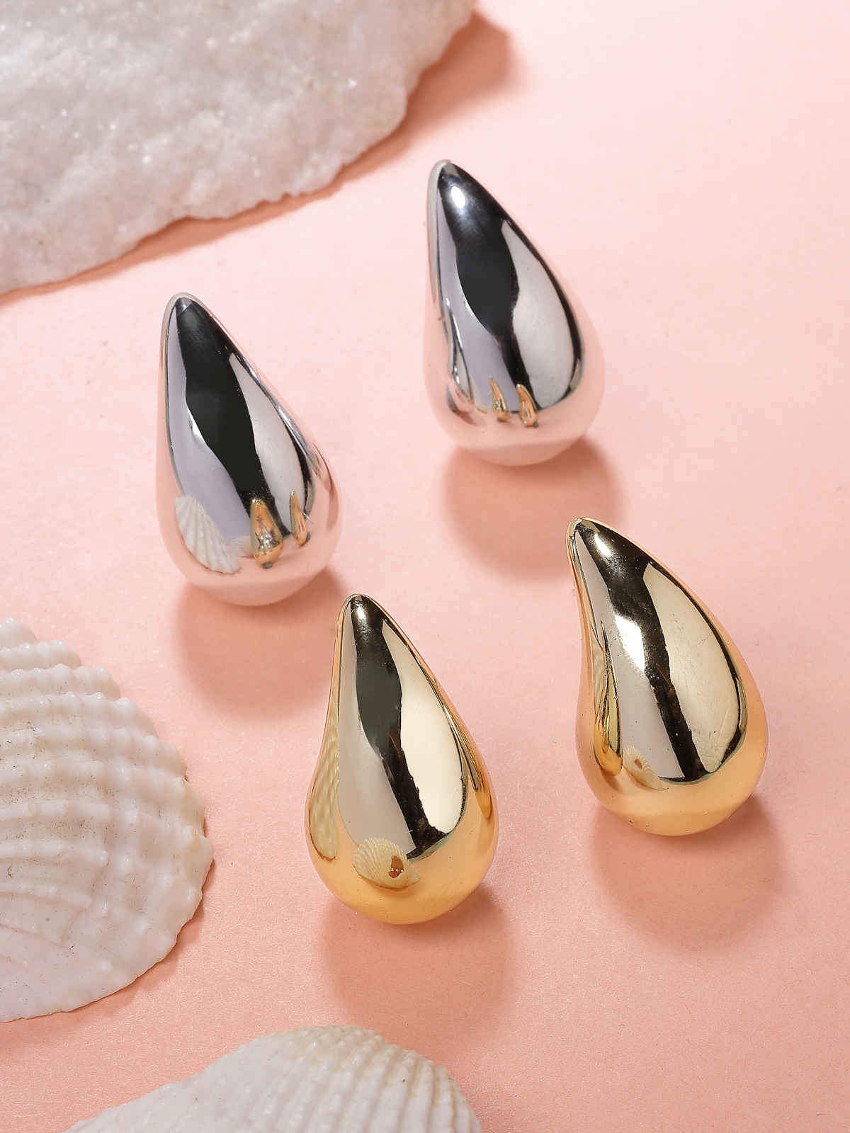 Scintillare By Sukkhi Stylish Gold Silver Plated Teardrop Dupes Combo Earring for Women | CBE107205