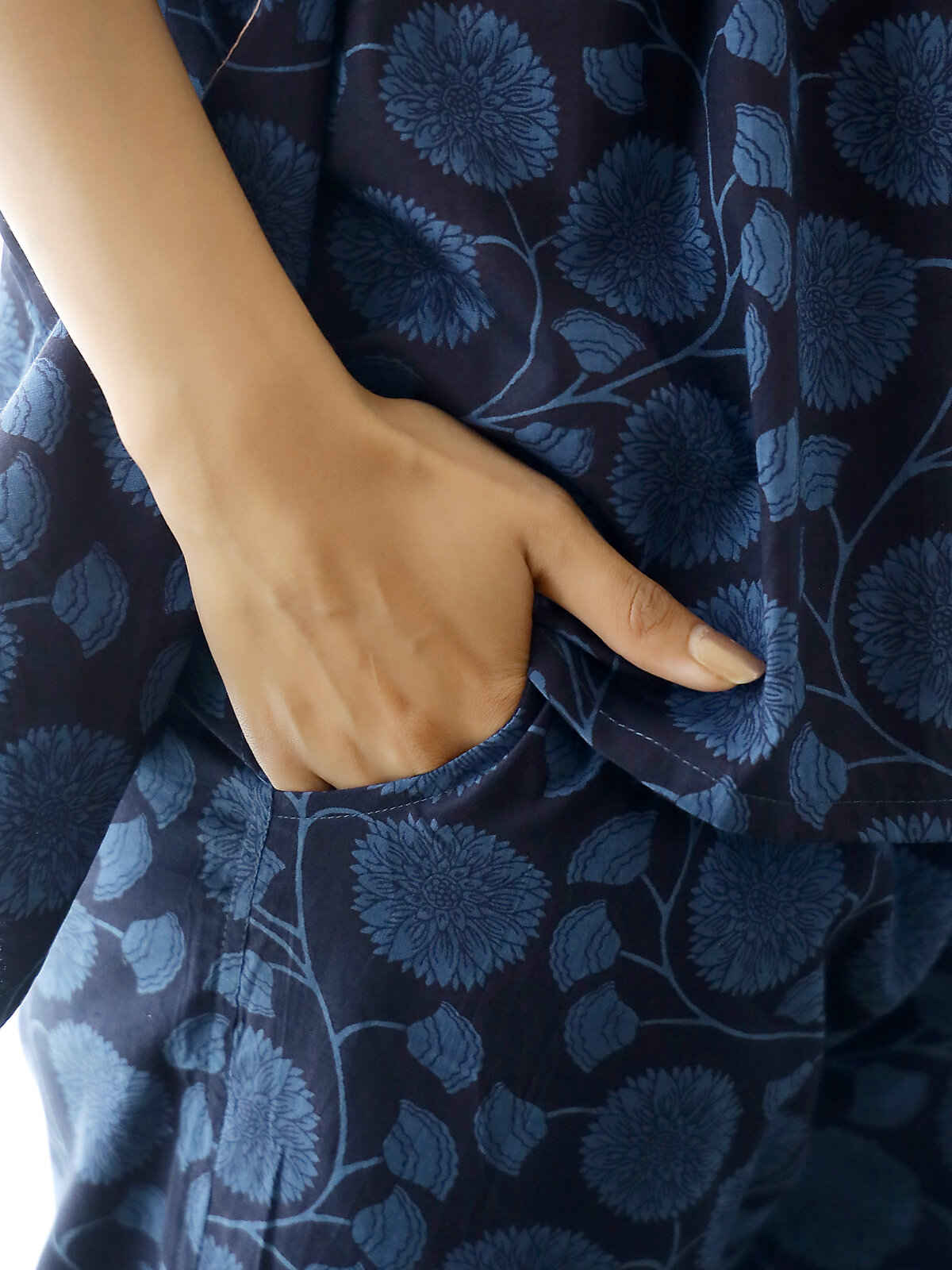 Sanskrutihomes Women's Pure Cotton Night suits | SE-KFP-10 | Navy Blue - XL
