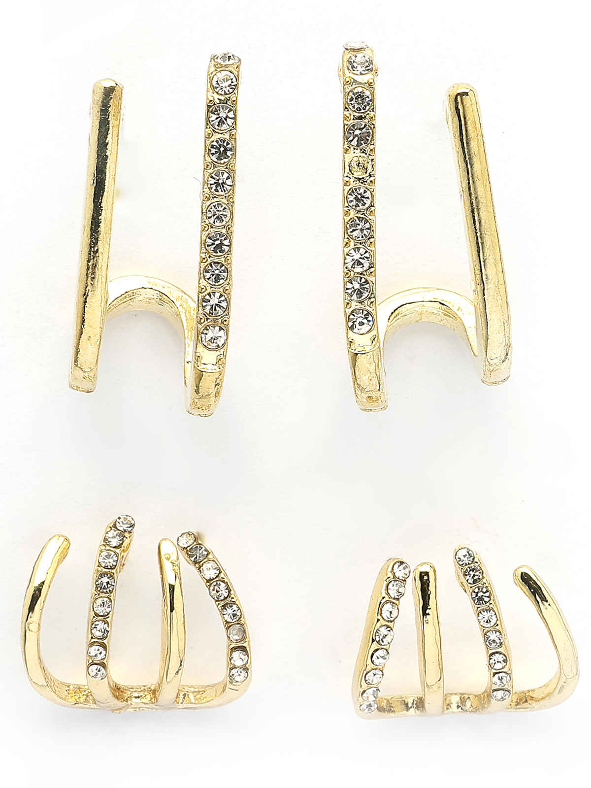 Scintillare By Sukkhi Gold Plated Crystal Diamond Ear Cuff Combo Earrings For Women | CBE107195