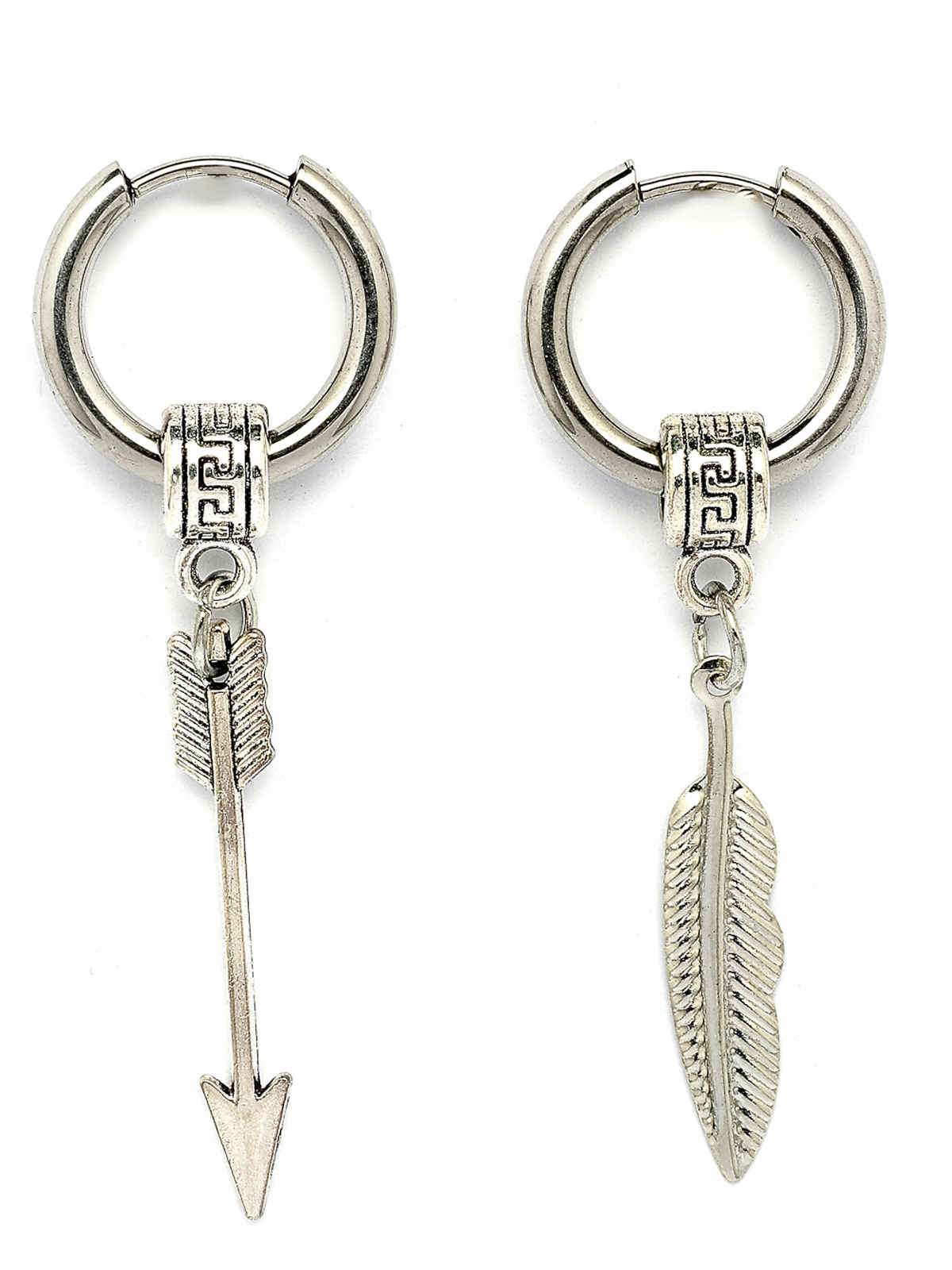 Scintillare By Sukkhi Long Chain punk Titanium Steel Piercing Dangle Hoop Earring for Men & Women