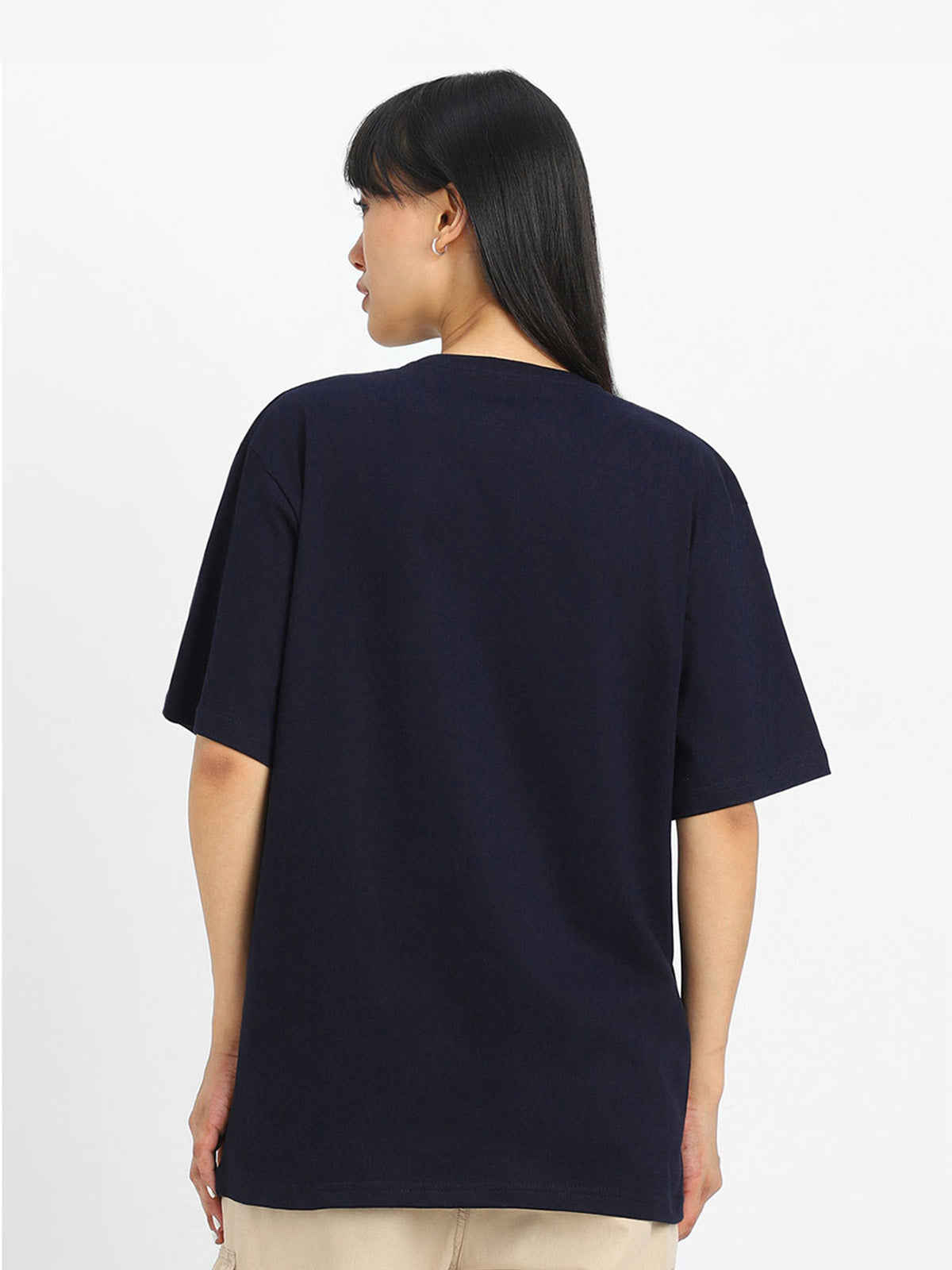 JUNEBERRY Women's Graphic Printed Oversized T Shirt | GL OS USA NVY L | Navy - L