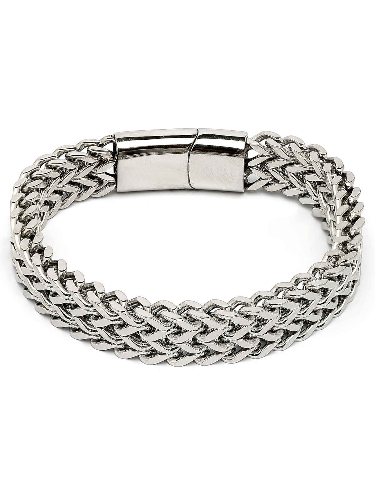 Scintillare By Sukkhi Stainless Steel Rhodium Plated With Link Chain Bracelet Jewellery Men & Boys