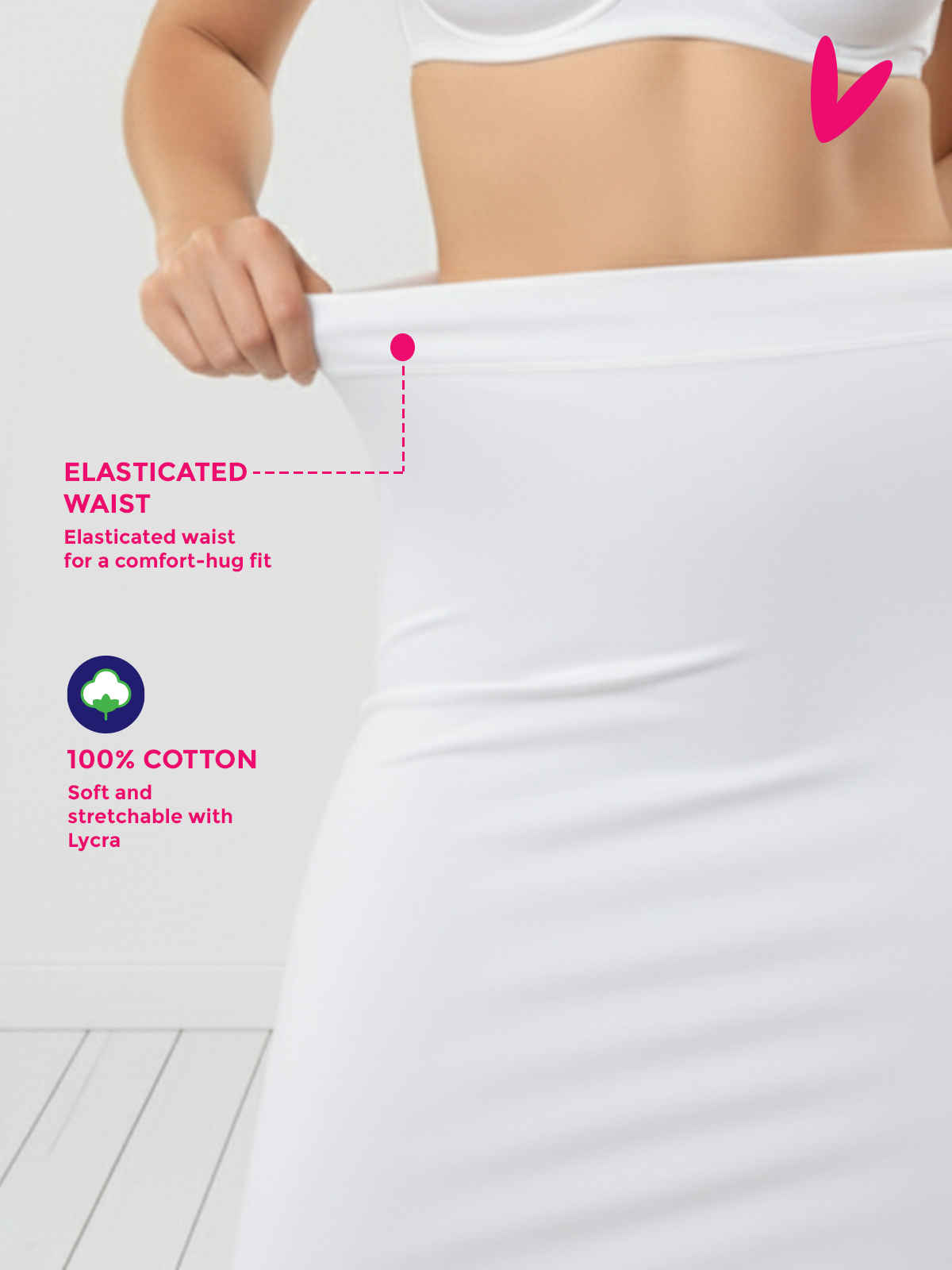 PYNK by Lux Cozi Women's Saree Shapewear | Flaunt Your Curves with Confidence | White | Free Size