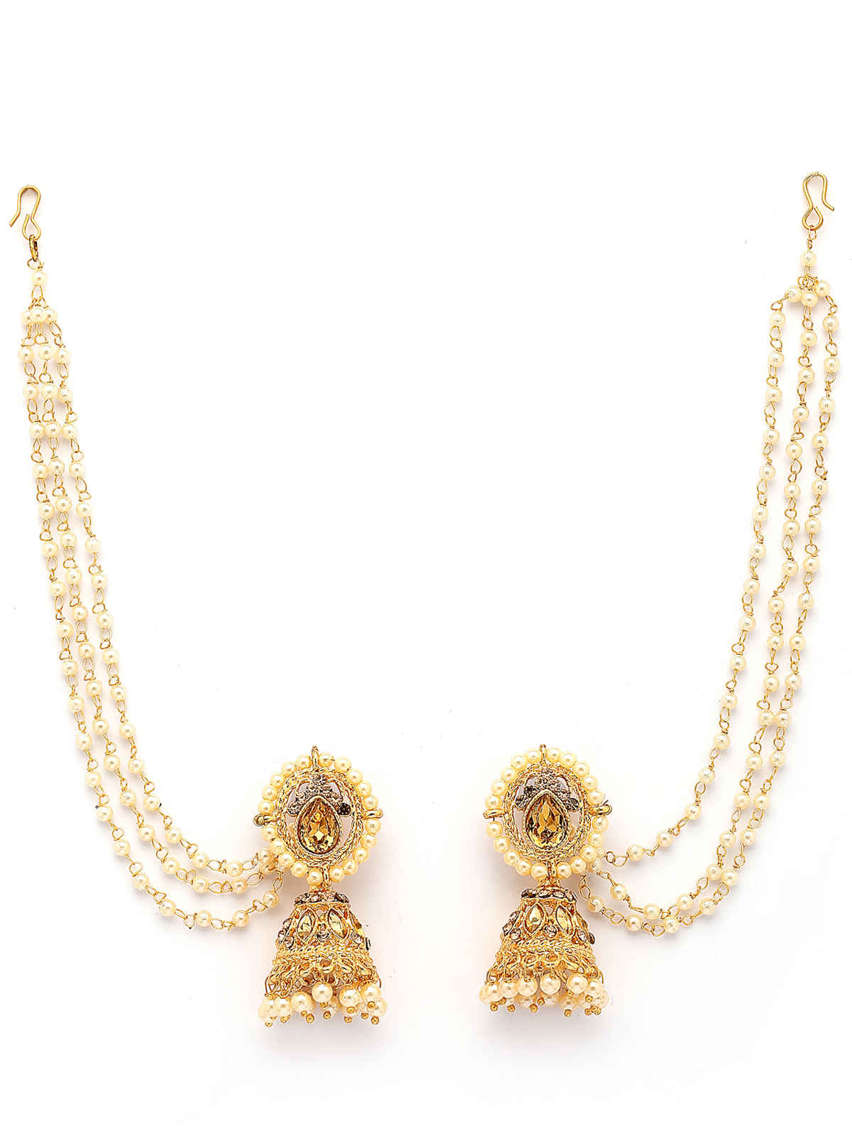 Sukkhi Gold Plated with Kundan Long Earchain with Jhumka/Jhumki Earring for Women | E107335