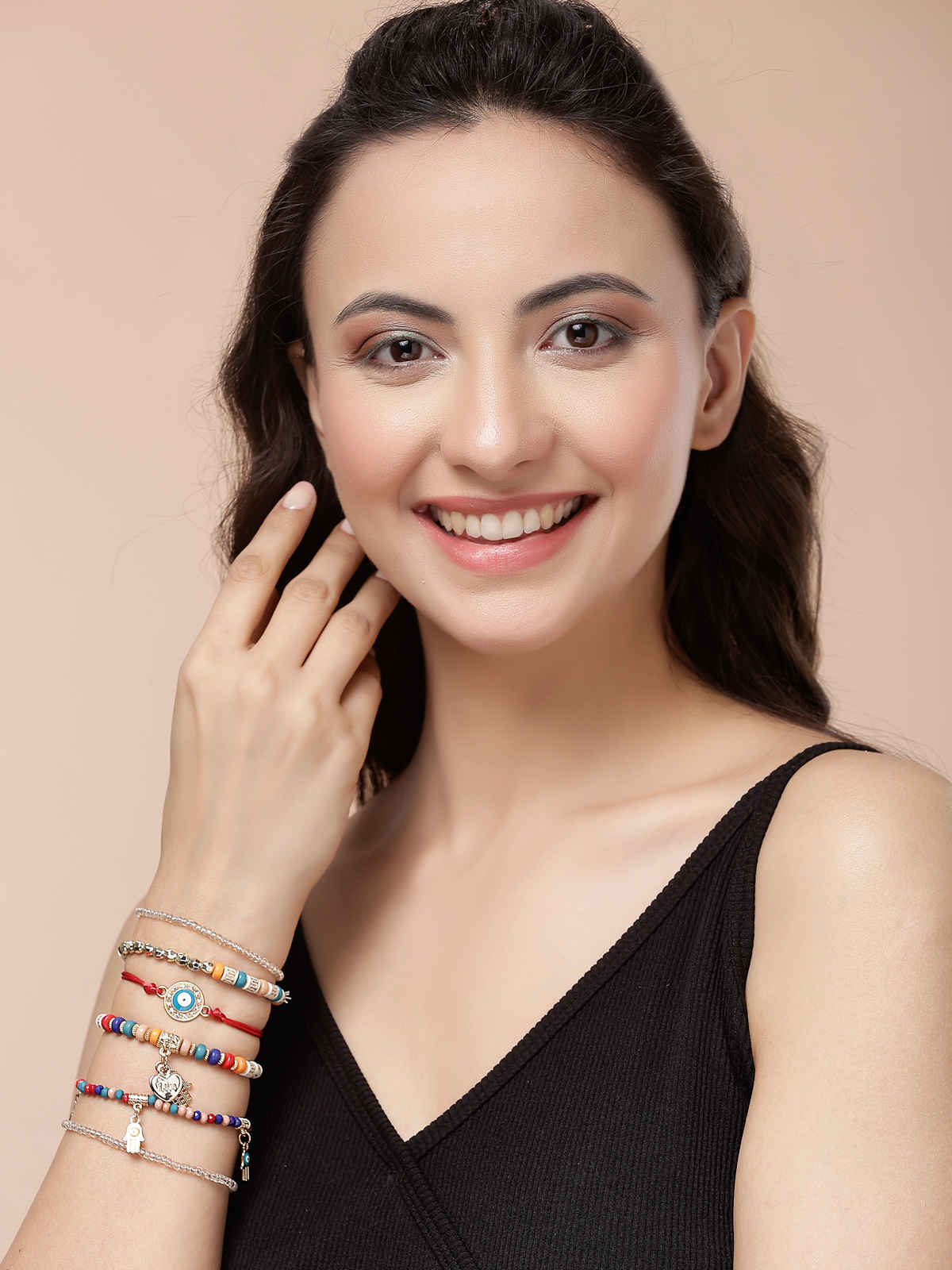 Scintillare By Sukkhi Hamsa Hand & Evil Eye Lucky Protection Charm Bracelet For Women | CBBC107157