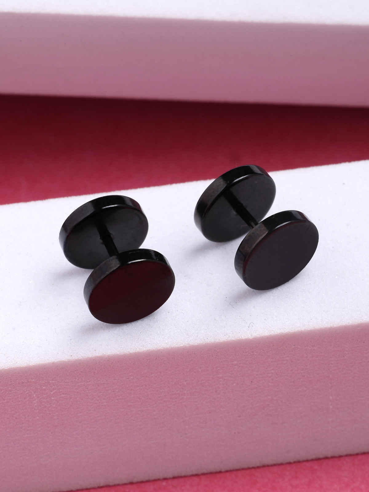 Scintillare By Sukkhi Stylish Stainless Steel Black Studs Earrings for Men & Boys & Women