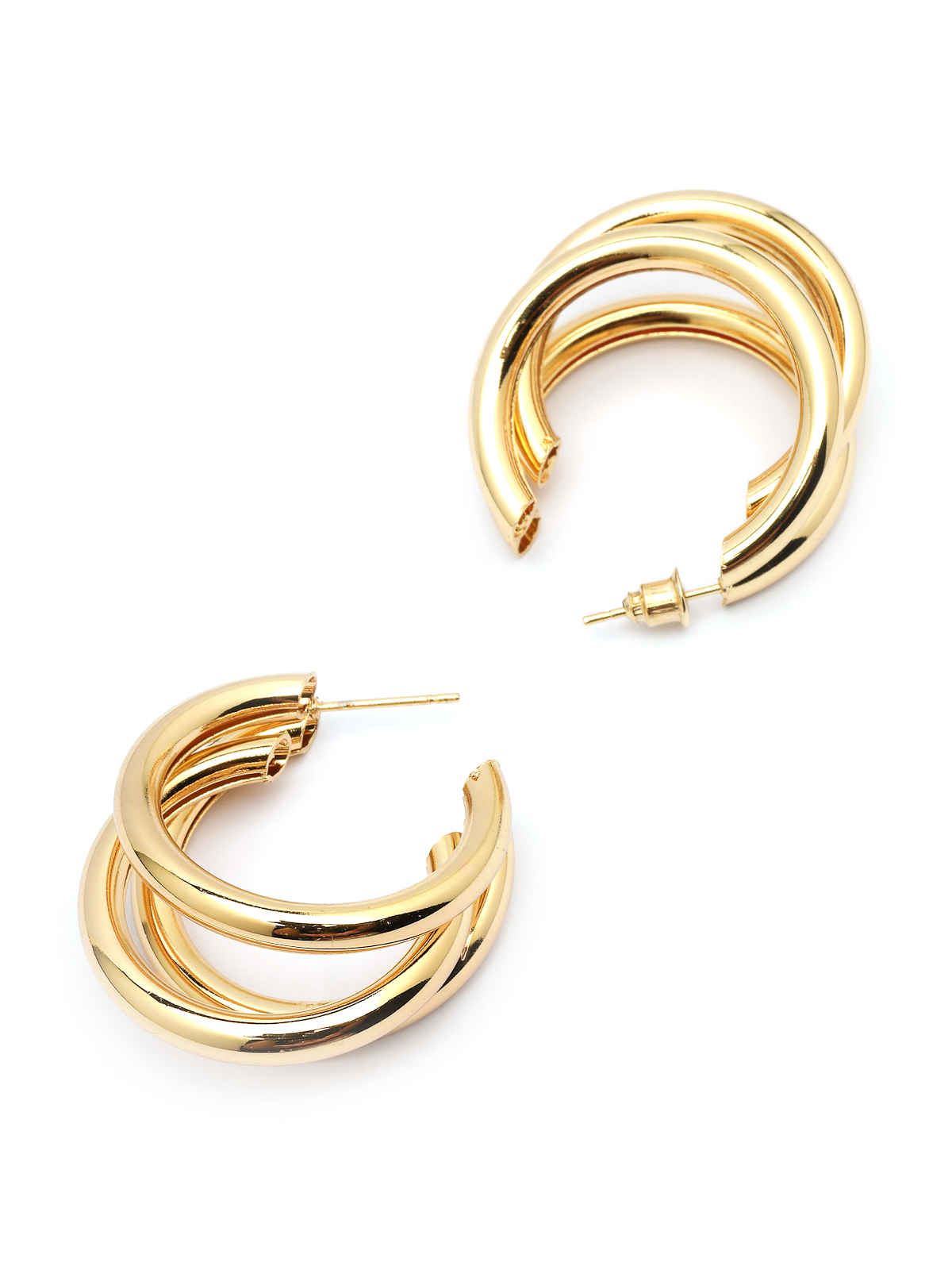 Scintillare By Sukkhi Fashionable Gold Plated Half Hoop Twisted Layered Hoop Earrings for Women