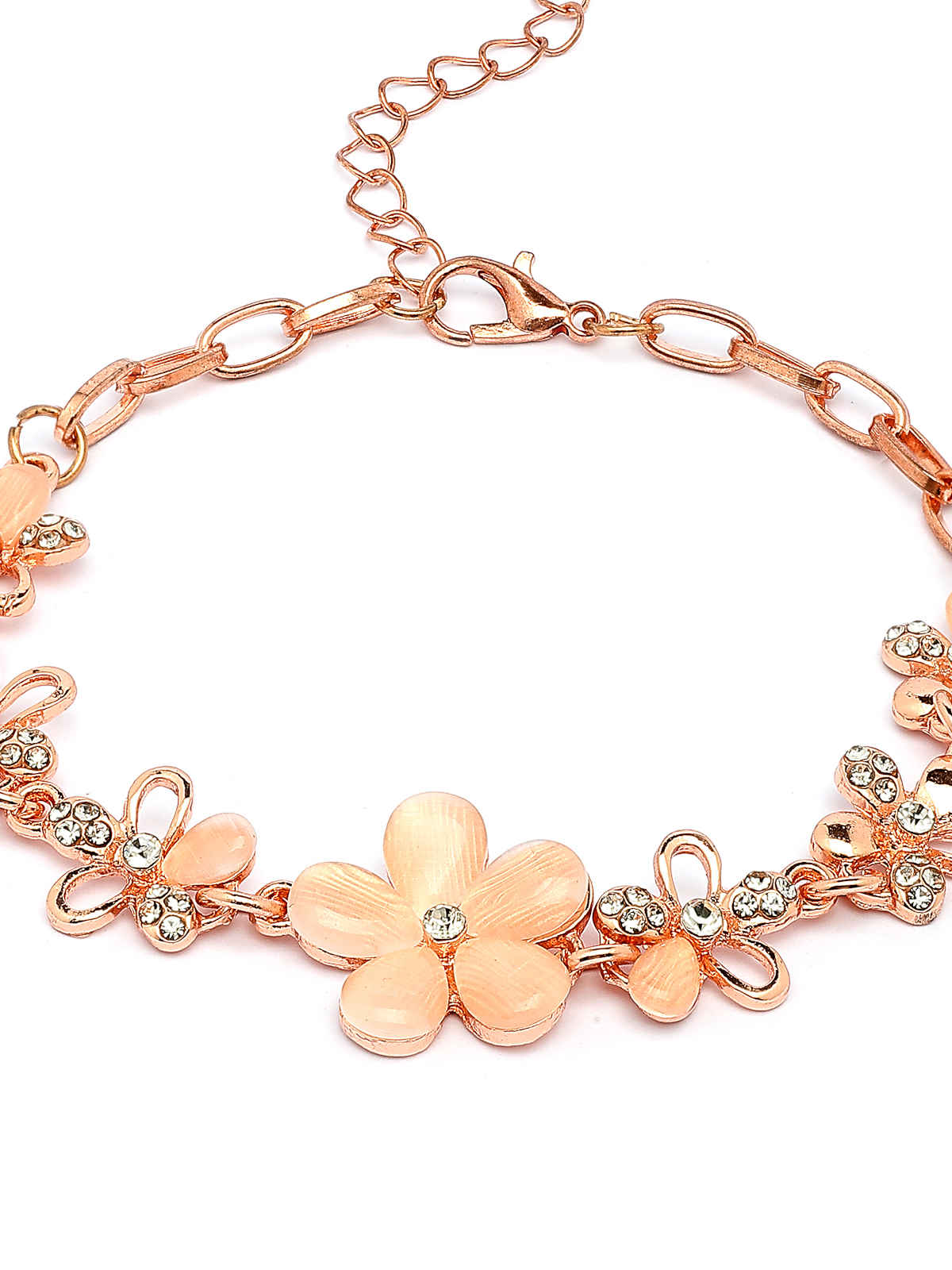 Scintillare By Sukkhi Flawless Rose Gold Plated Crystal Floral Bracelet Jewellery for Women