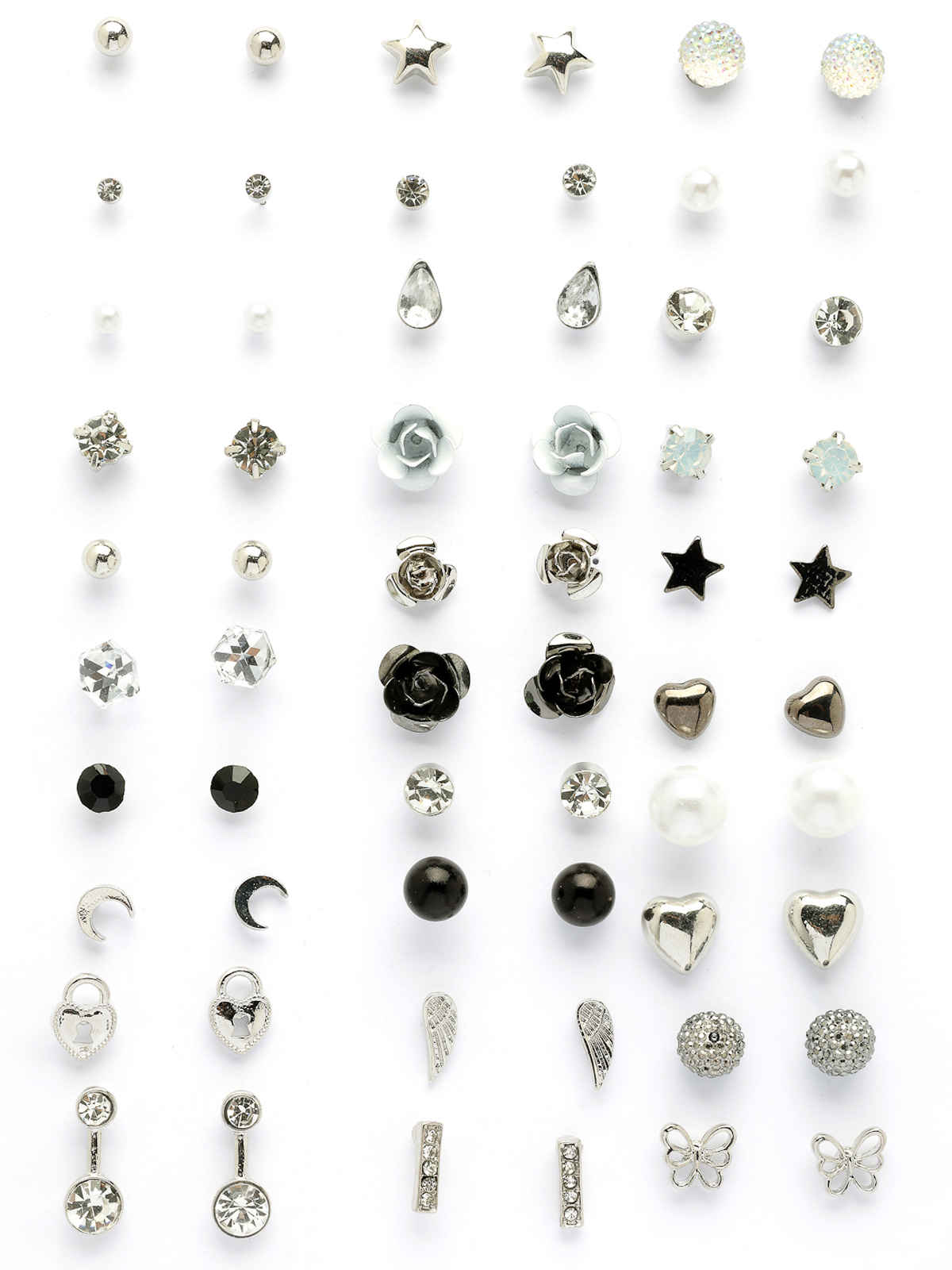 Scintillare By Sukkhi Multi Stylish Rhodium Plated Crystal & Pearls Studs Combo Earrings For Women