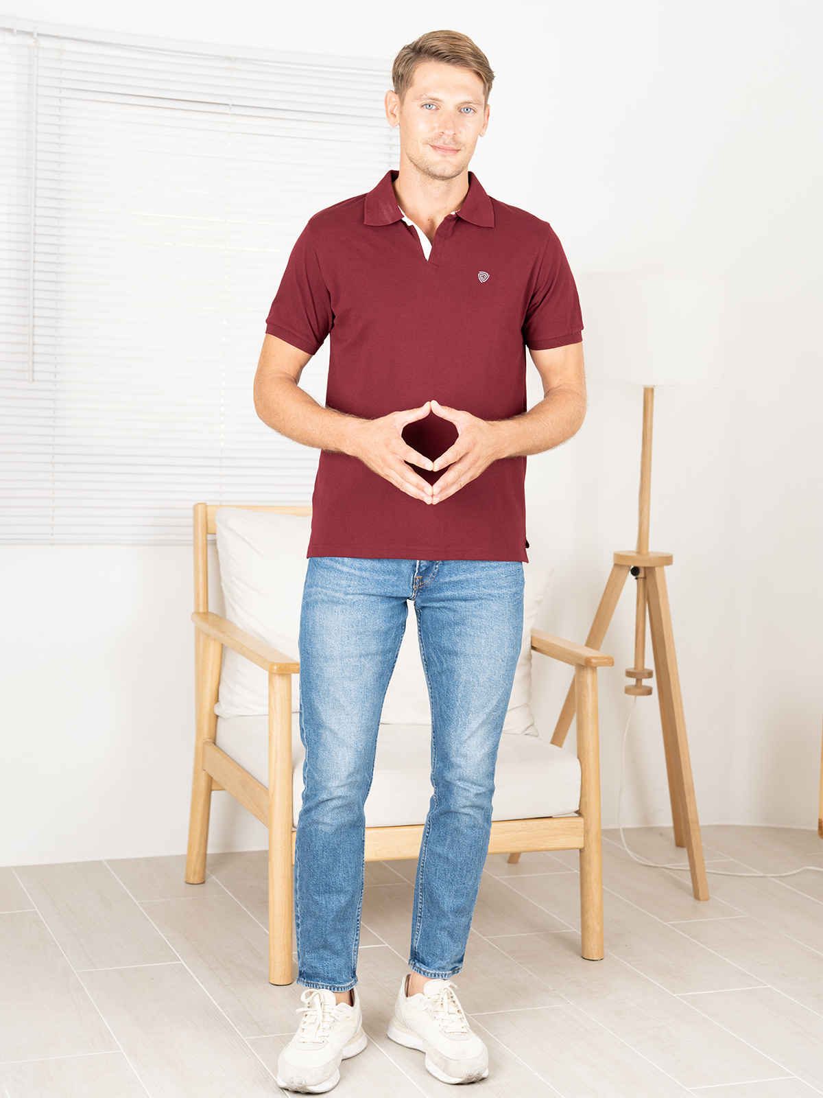 Lux Cozi Men's Cotton Polo T-Shirt, Meroon, XL