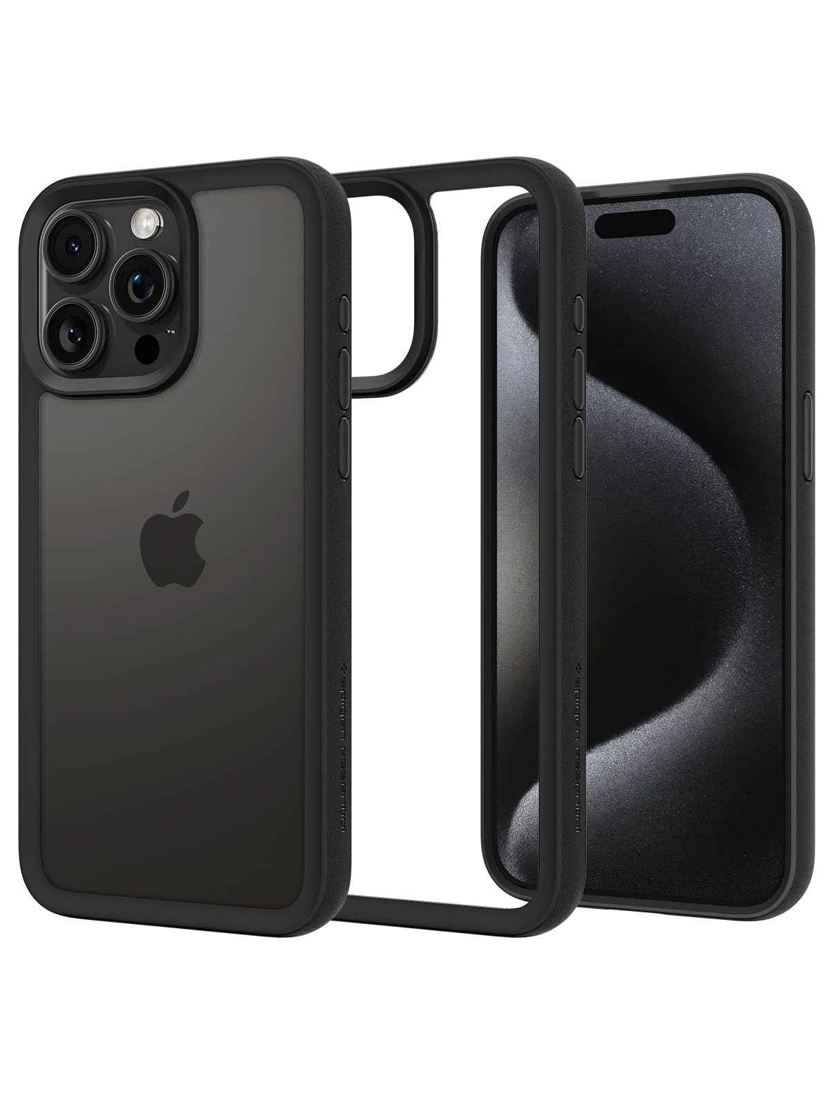 Spigen Essential Sand Crystal Back Cover Case for iPhone 15 Pro Max(TPU +Poly Carbonate|Matte Black)