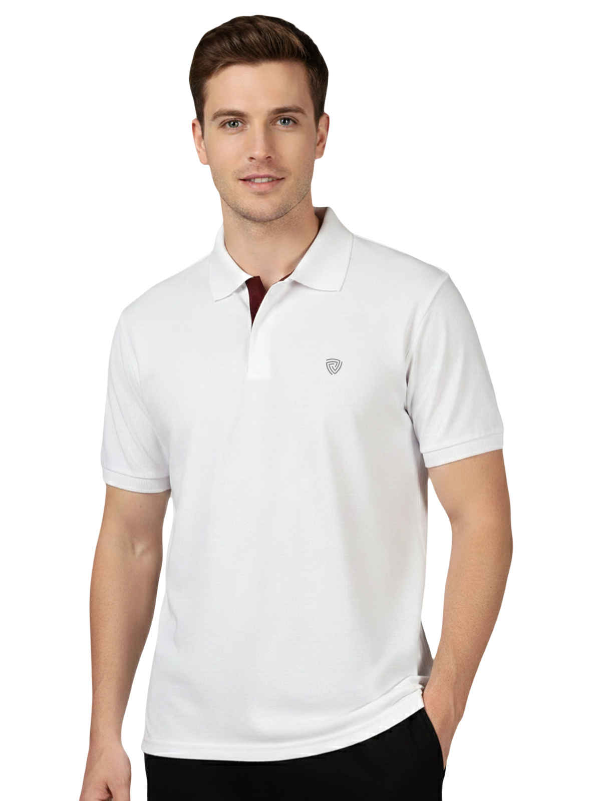 Lux Cozi Men's Solid Cotton Polo T-shirt | White - M