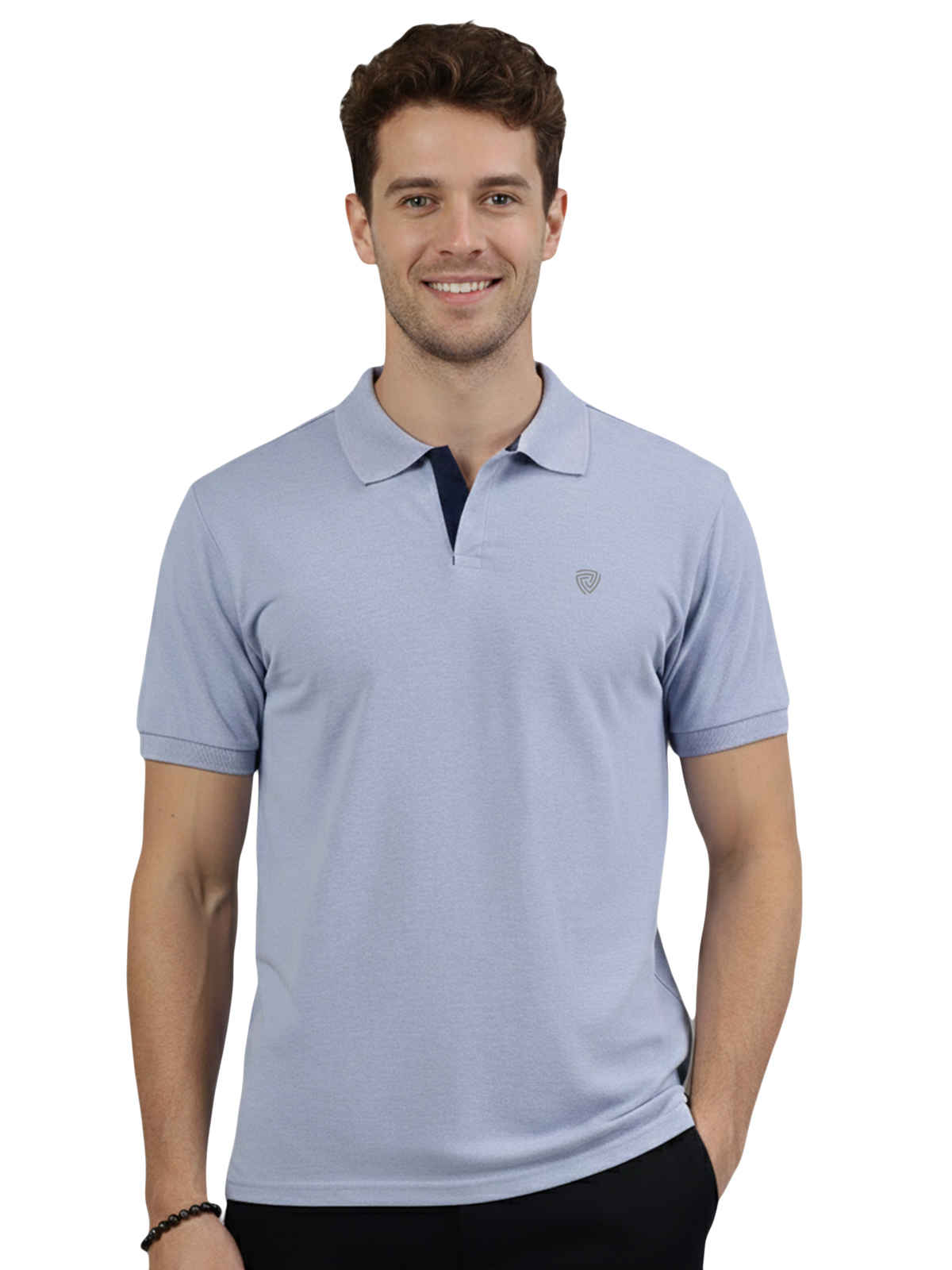 Lux Cozi Men's Cotton Polo T-Shirt, Oxford Blue, L