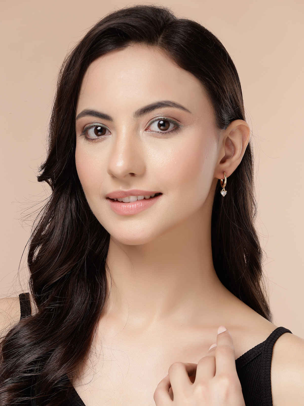 Scintillare By Sukkhi Gold Plated Clip On Austrian Zirconium Drop Hoop Style Earrings For Women