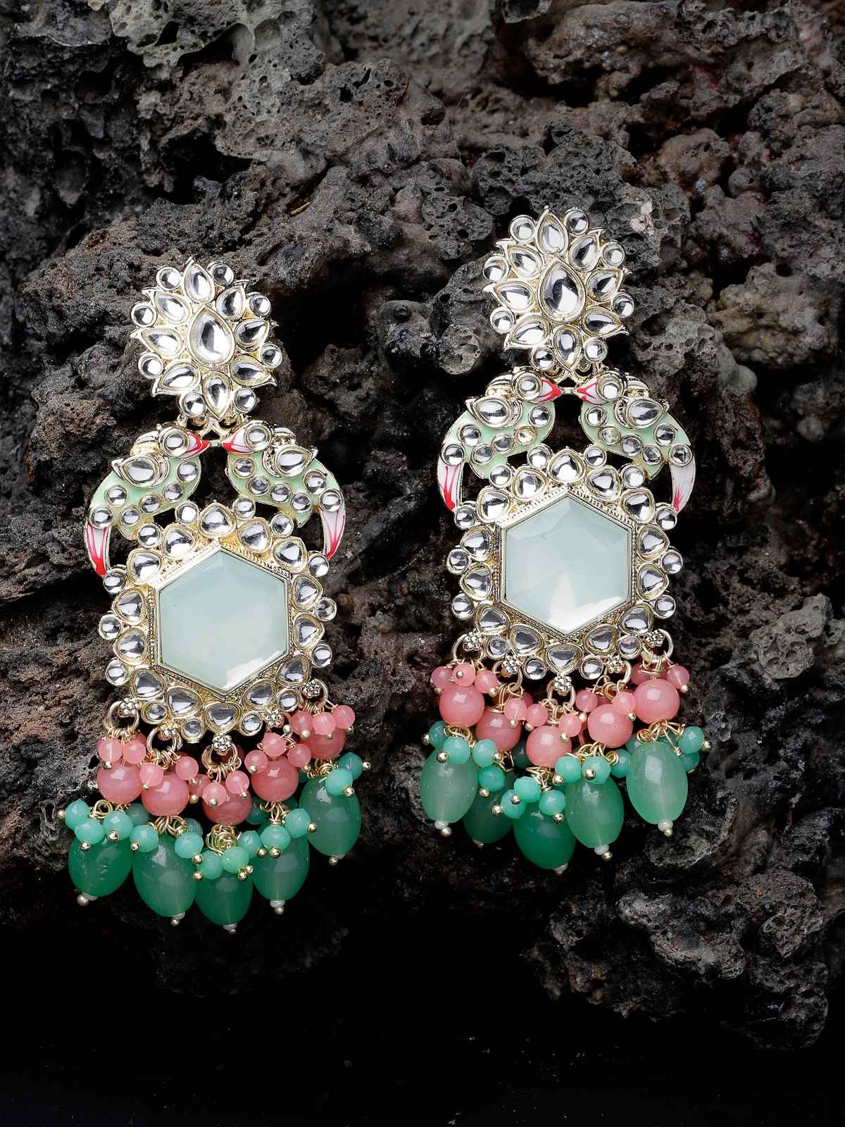 Studio Sukkhi Beautiful Gold Plated Kundan & Meenakari Multicolor Dangle Earring for Women