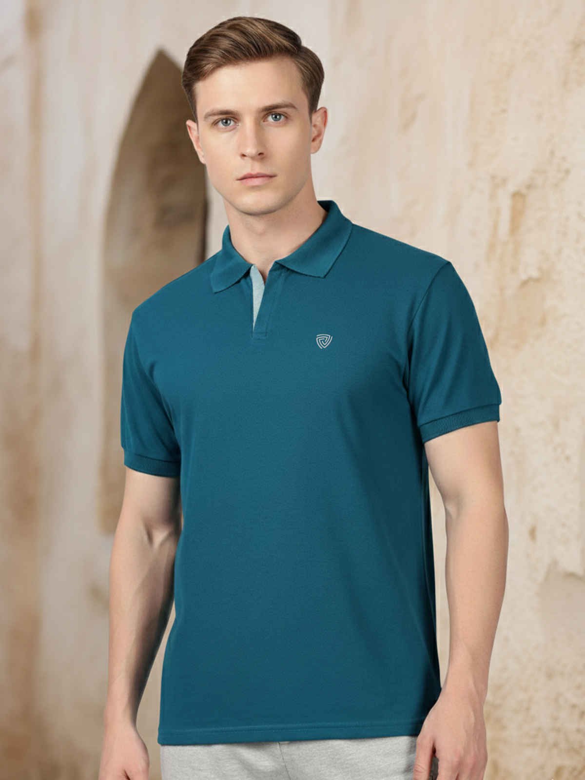 Lux Cozi Men's Solid Cotton Polo T-shirt | Emerald - M
