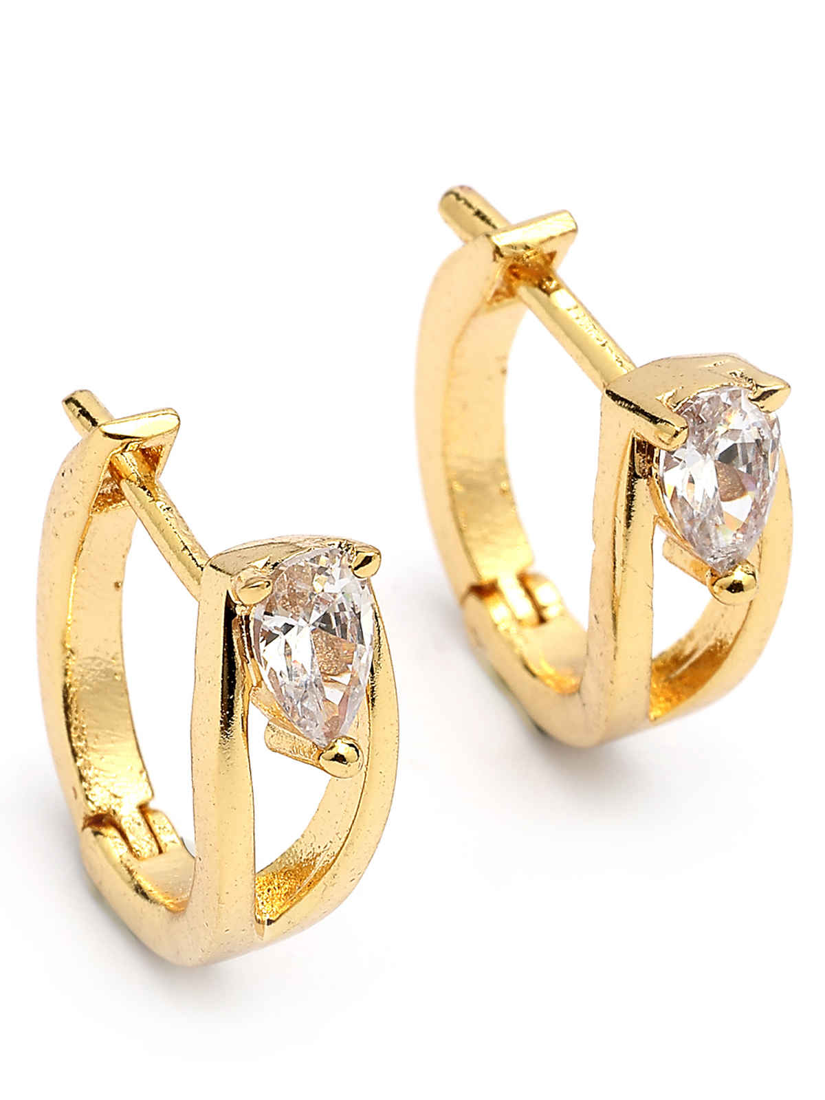 Scintillare By Sukkhi Gold Plated Austrian Cubic Zirconia Stone Clip On Hoop Earrings For Women