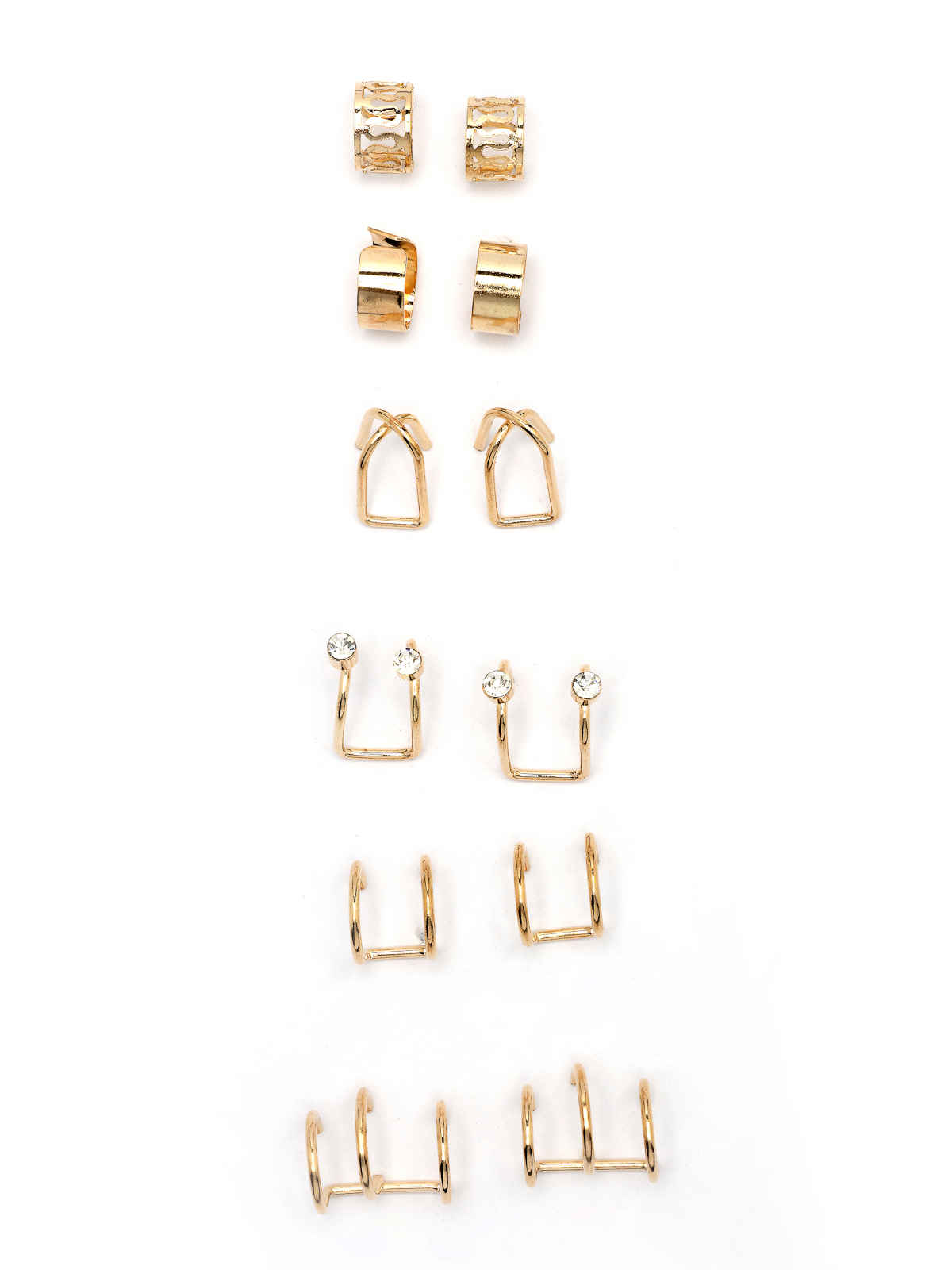 Scintillare By Sukkhi Gold Plated Multi Style Clip On Ear Cuff Combo Earrings For Women & Men