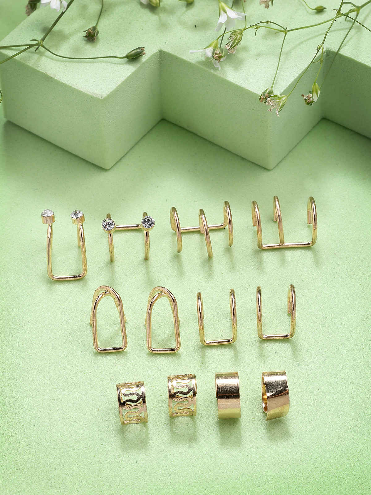 Scintillare By Sukkhi Gold Plated Multi Style Clip On Ear Cuff Combo Earrings For Women & Men