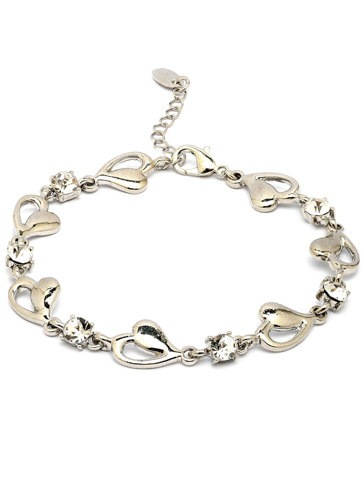 Scintillare By Sukkhi Crystal Stone with Platinum Plated Heart Shaped Bracelet Jewellery For Women