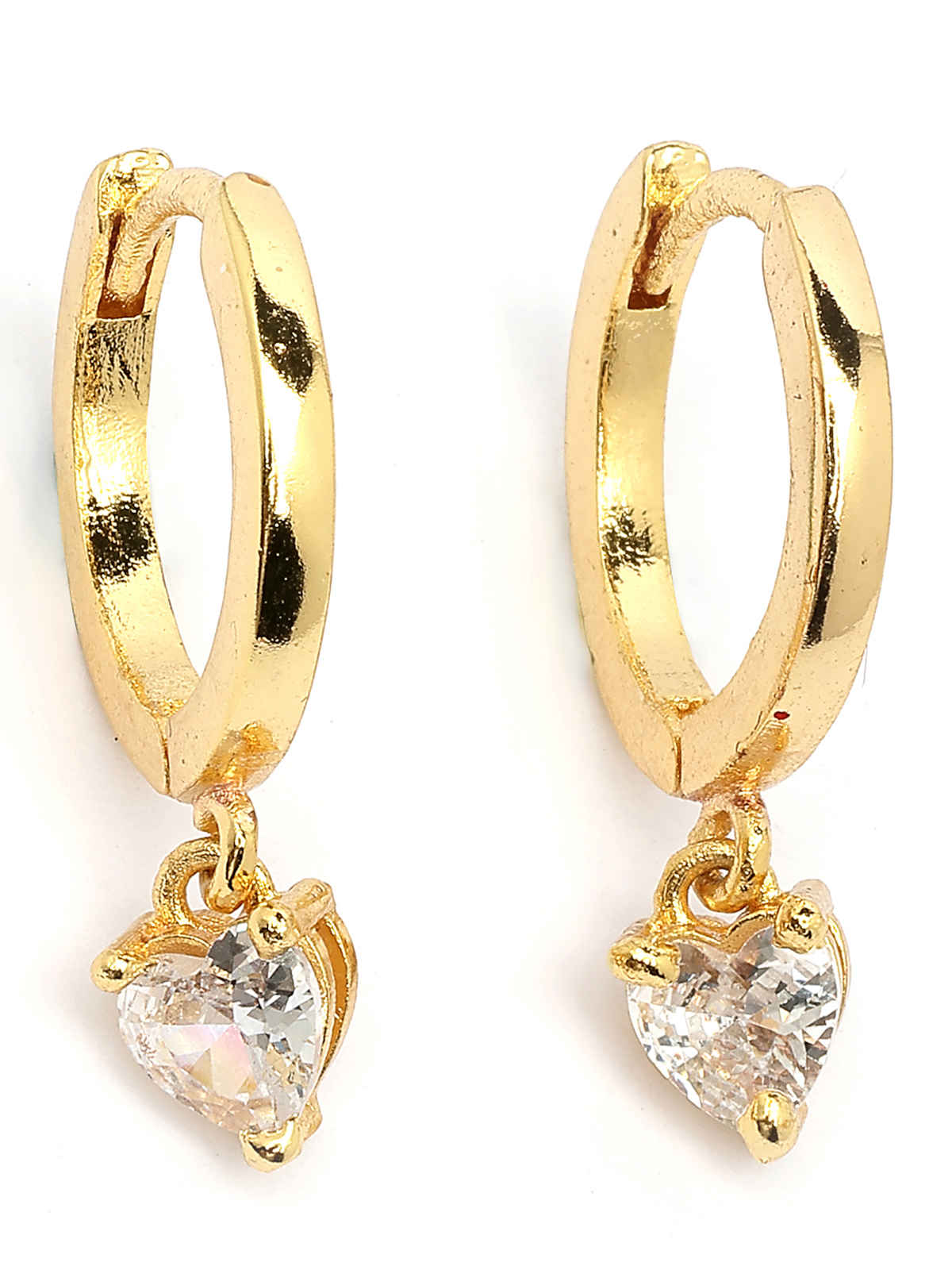 Scintillare By Sukkhi Gold Plated Clip On Austrian Zirconium Drop Hoop Style Earrings For Women