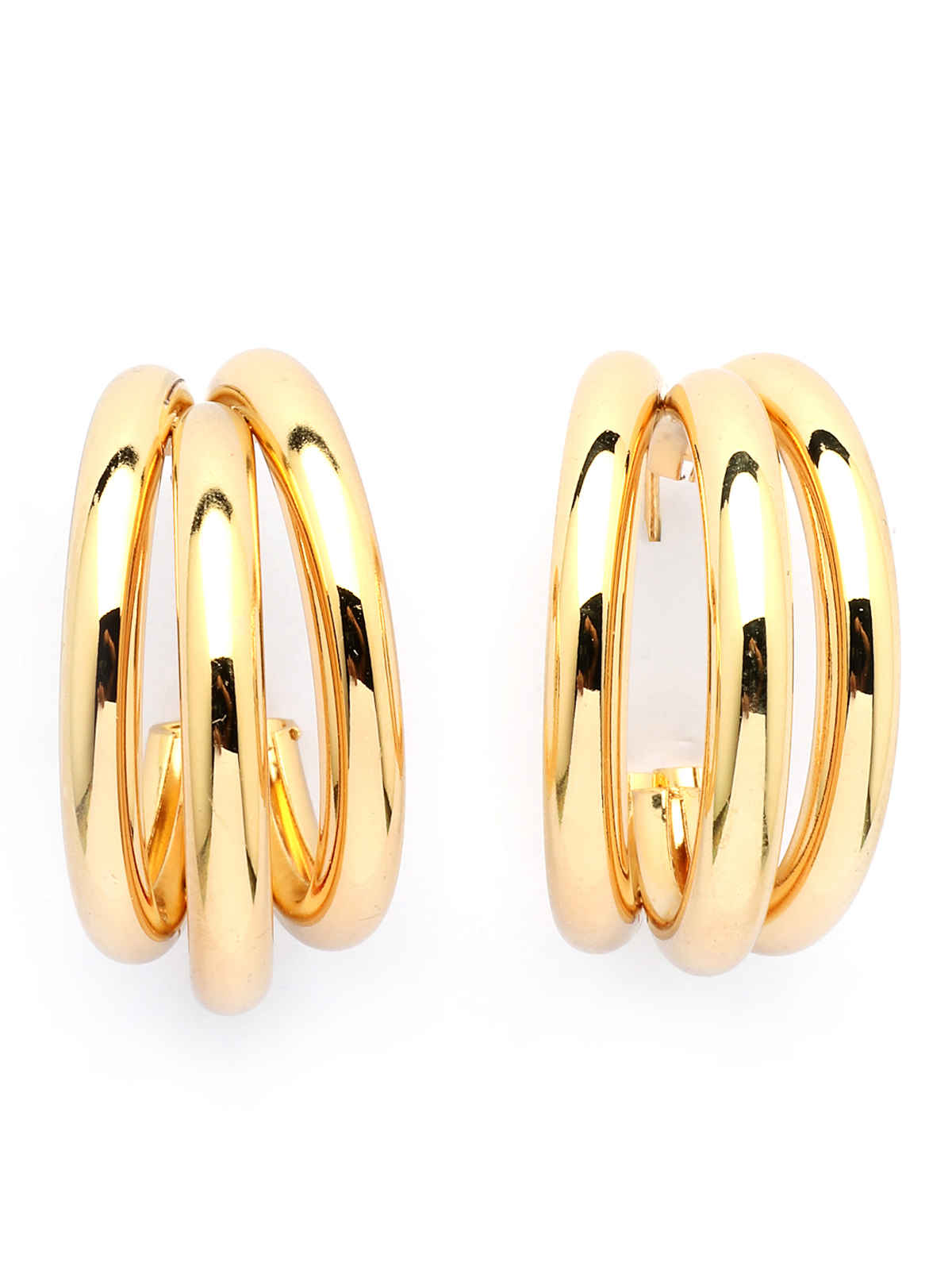 Scintillare By Sukkhi Fashionable Gold Plated Half Hoop Twisted Layered Hoop Earrings for Women