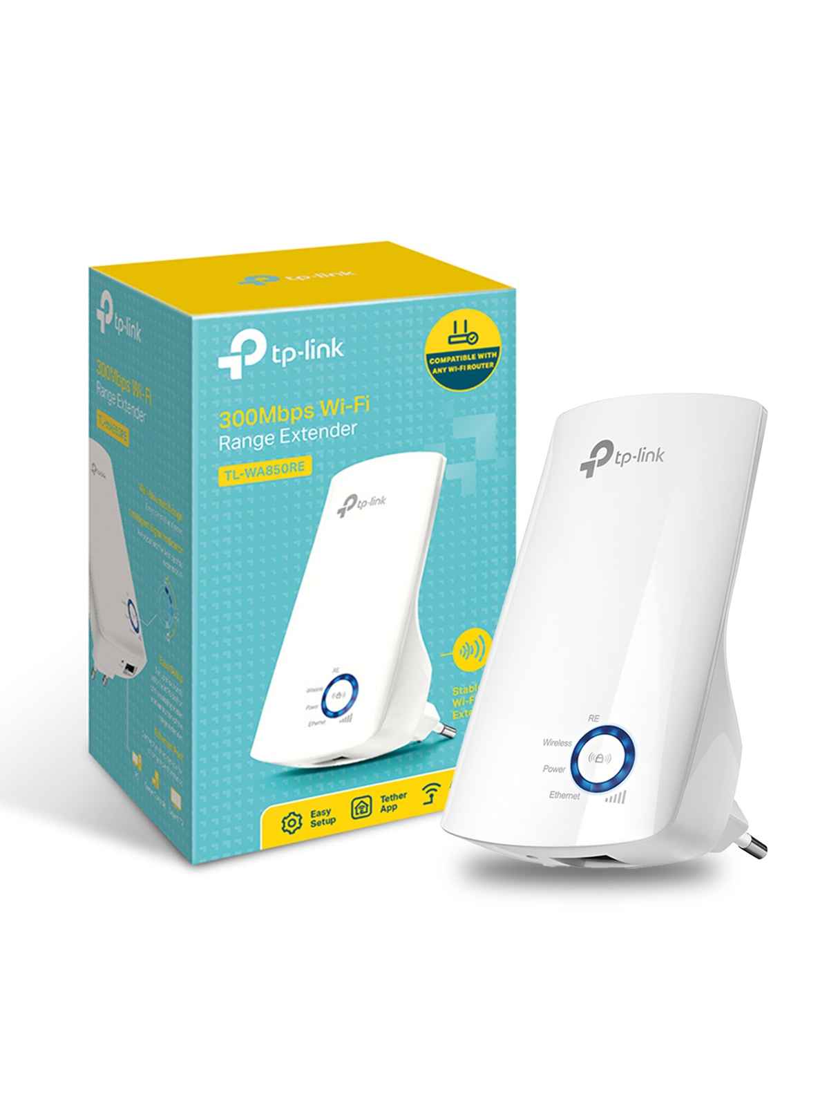 TP-Link TL-WA850RE 300Mbps Wi-Fi Wireless Range Extender, Wi-Fi Booster - White