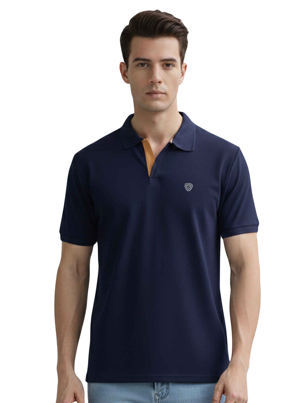 Lux Cozi Men's Solid Cotton Polo T-shirt | Ink Blue - M