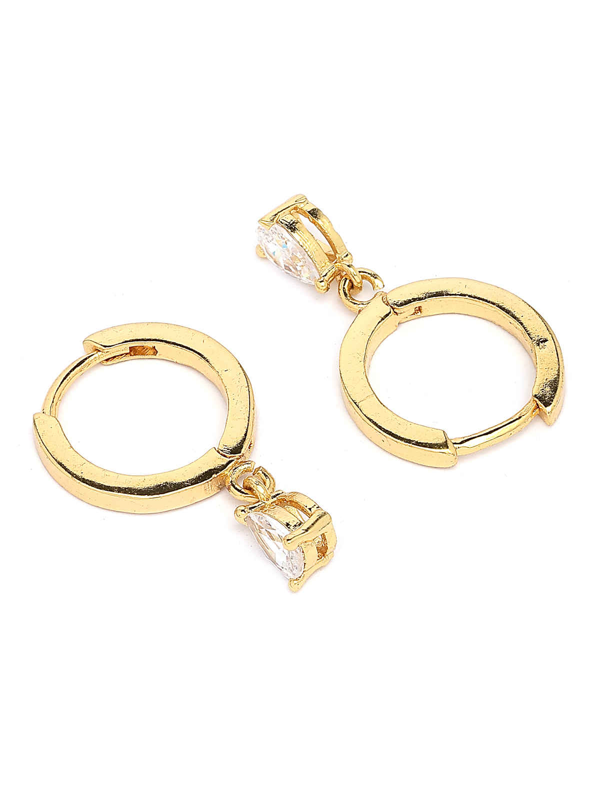 Scintillare By Sukkhi Solitaire Diamond Clip On Austrian Zirconium Drop Hoop Earrings For Women