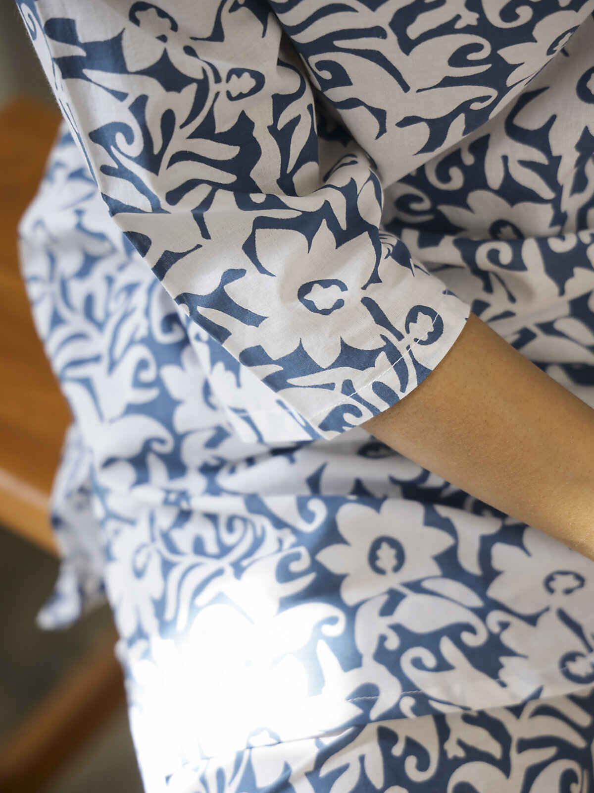 Sanskrutihomes Shirt Collar Pure Cotton Night Suit | Blue - S