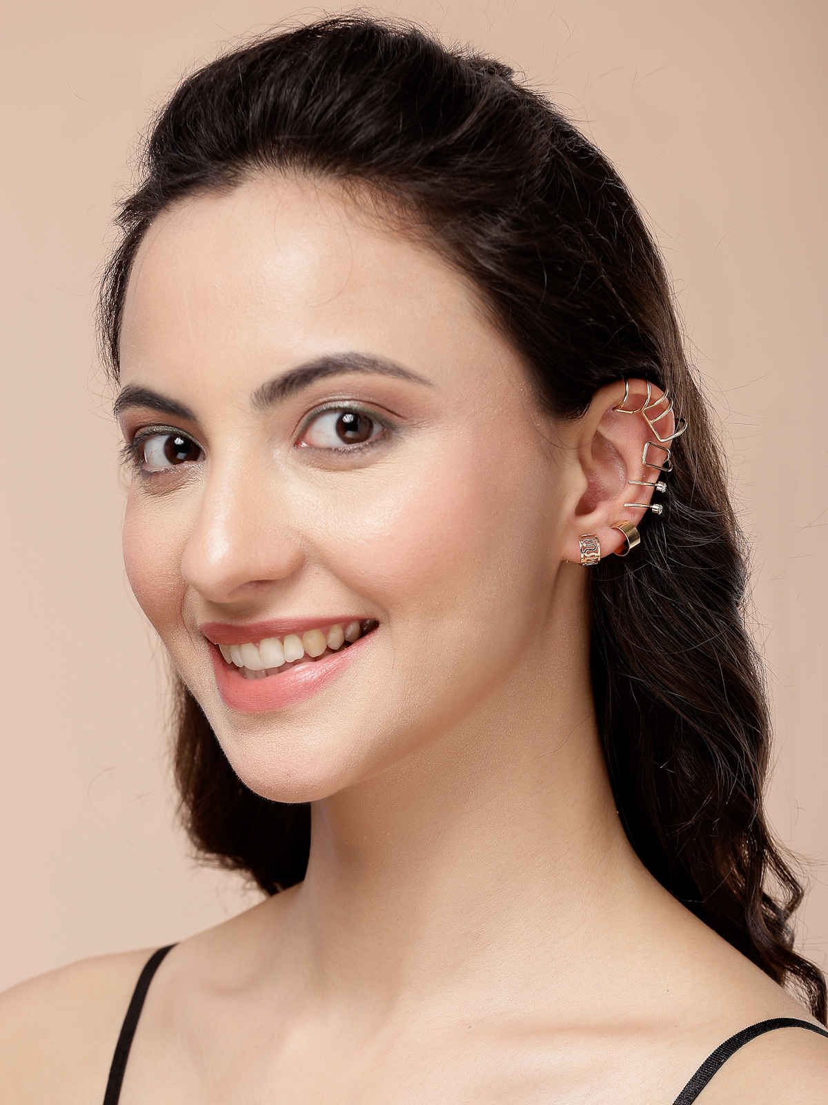 Scintillare By Sukkhi Gold Plated Multi Style Clip On Ear Cuff Combo Earrings For Women & Men