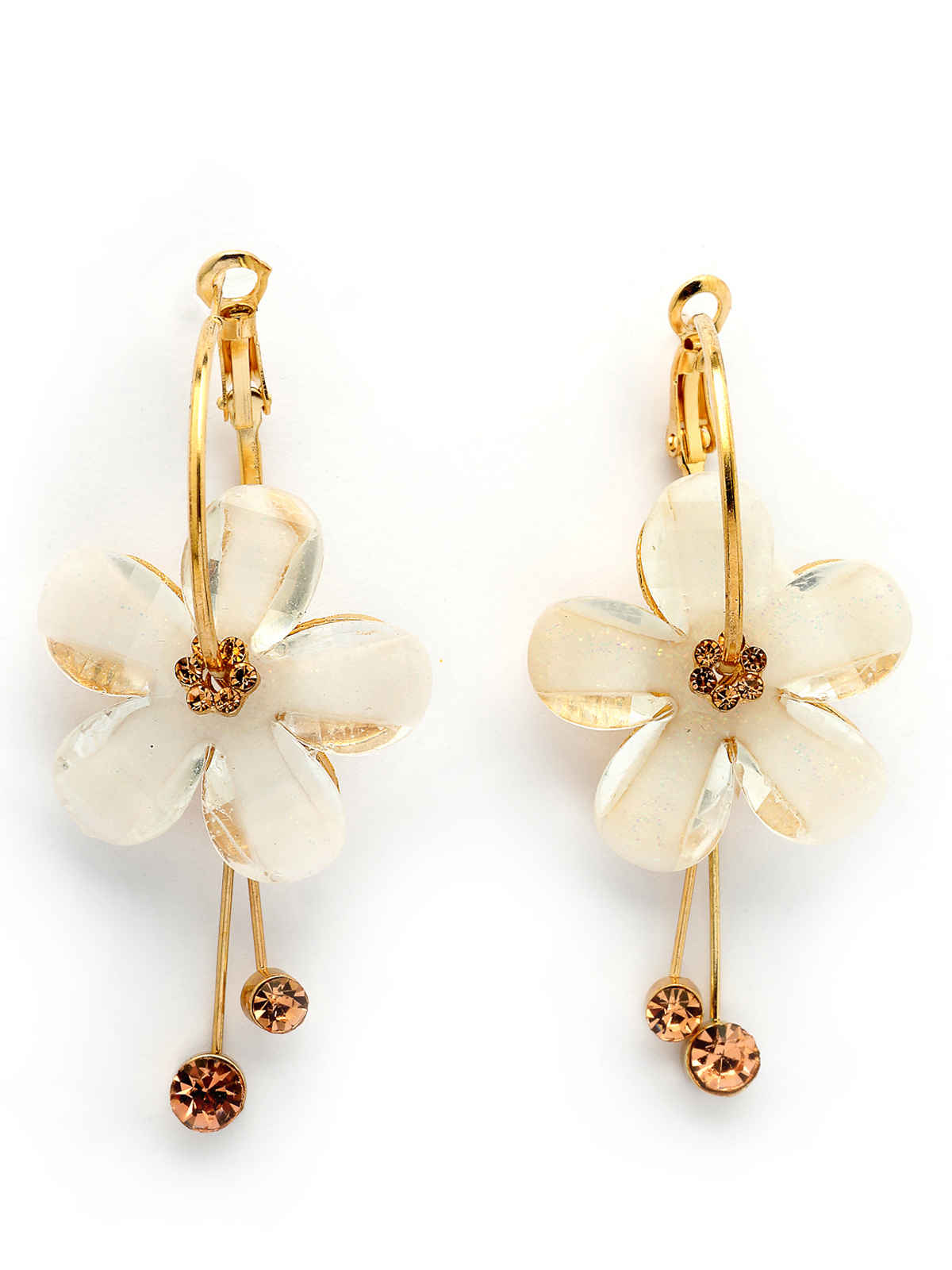 Scintillare By Sukkhi Golden Florally your Earring Crystal Stone Dangle Drop Hoop Earring For Women