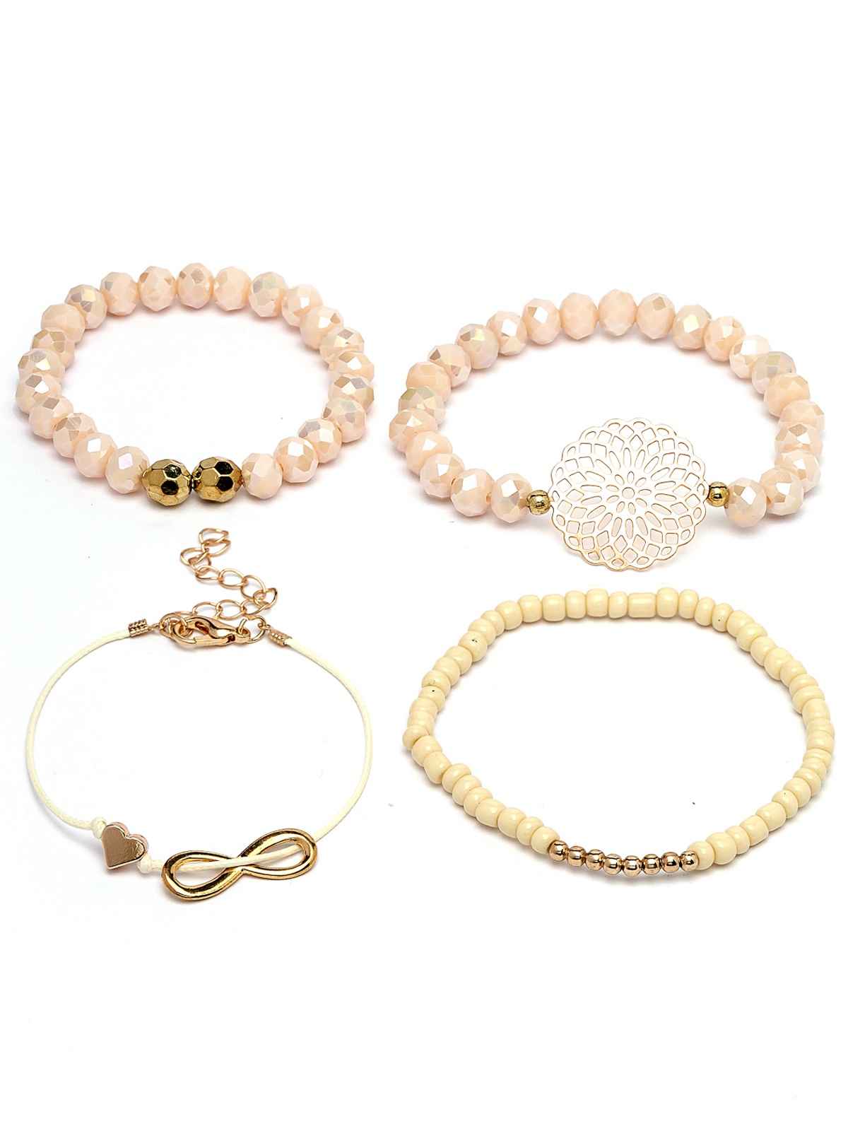 Scintillare By Sukkhi Gold Plated Infinity Sign & Bead Stackable & Adjustable Combo Bangle Bracelet