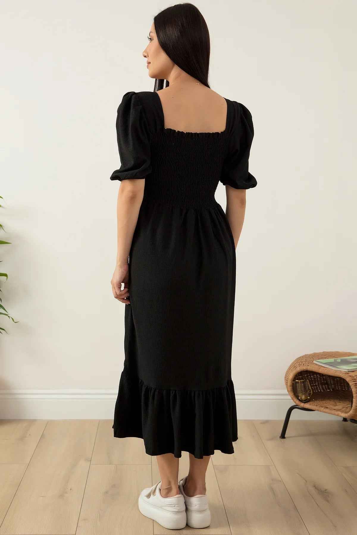 Sheetal Associates Women's Fit and Flare Midi | Calf Length Dress | 7121 | Black - L