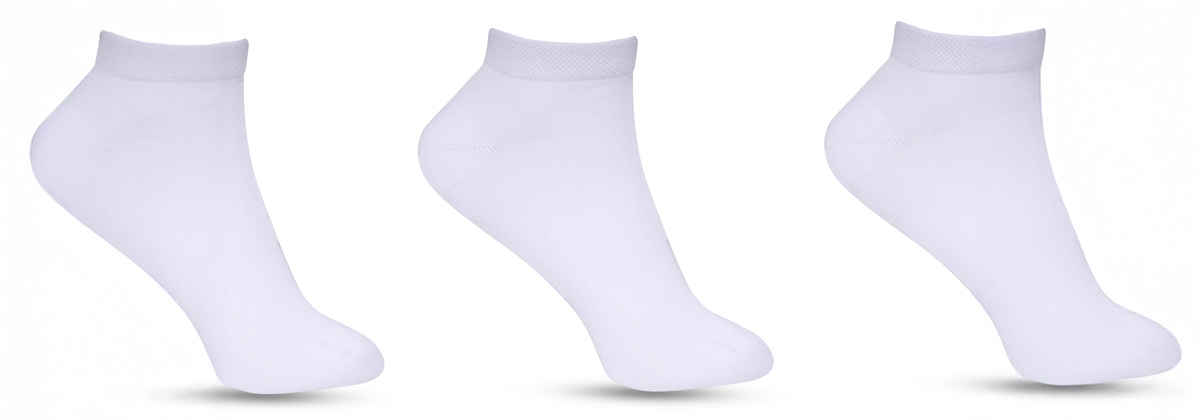 Luxrio Men's Solid Ankle Length Cotton Socks | SCK-22-3-PK-ANKL-WHT | White - Free Size