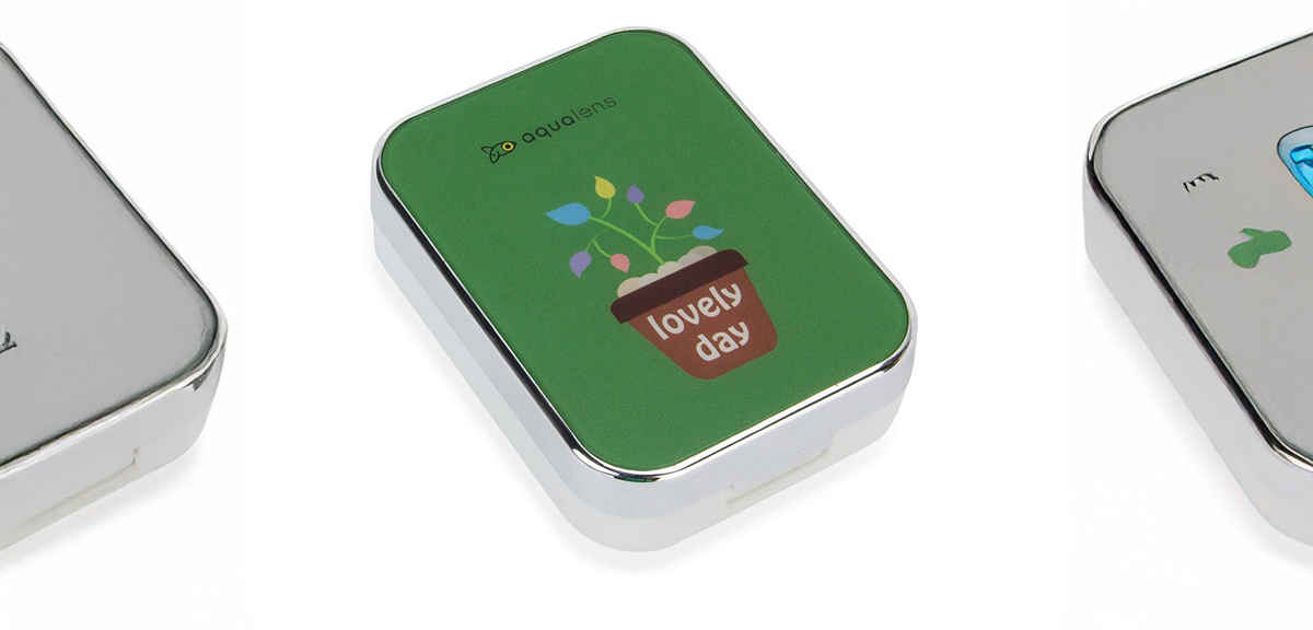 Aqualens Contact Lens Designer Case - Love Day Green | Rectangular