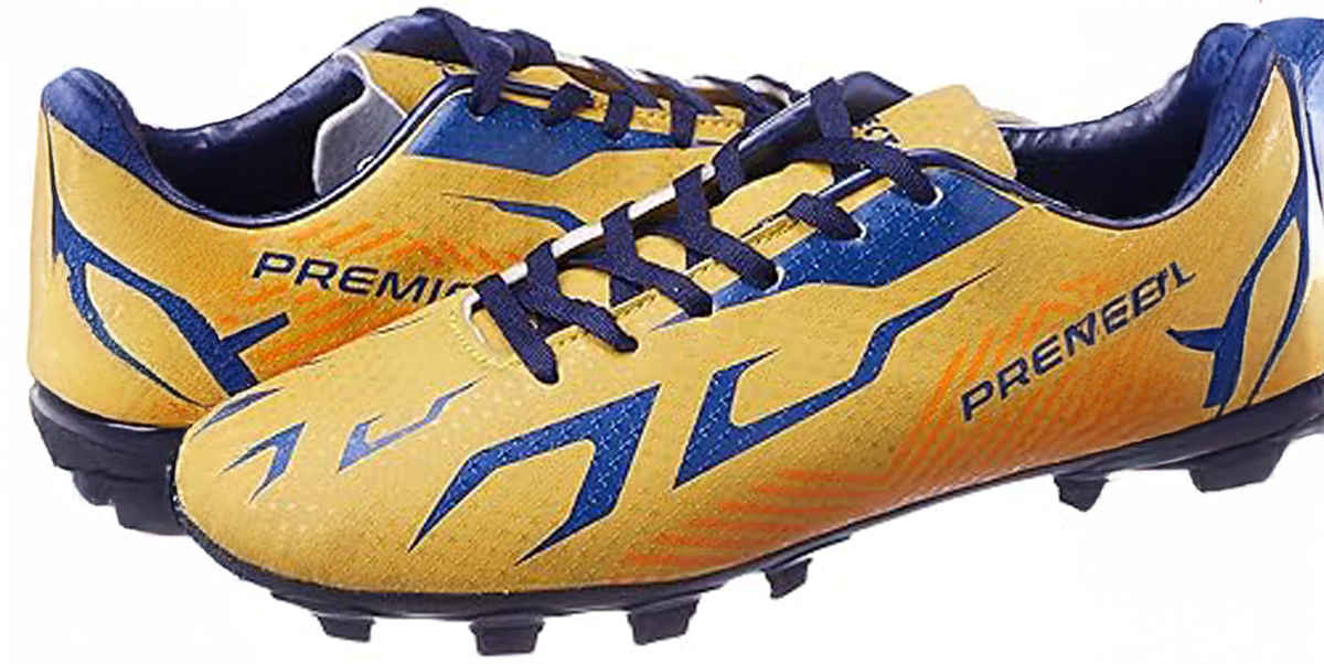 Vector X Premier Football Studs Football Shoes For Men (10, Yellow-Blue)