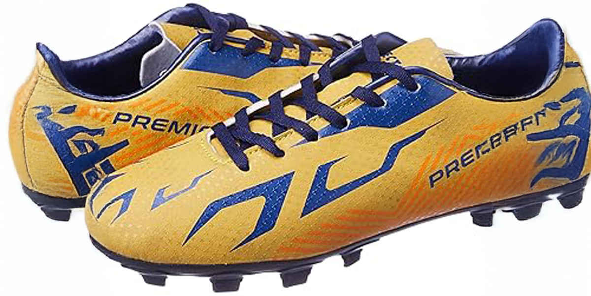 Vector X Premier Football Studs Football Shoes For Men (8, Yellow-Blue)