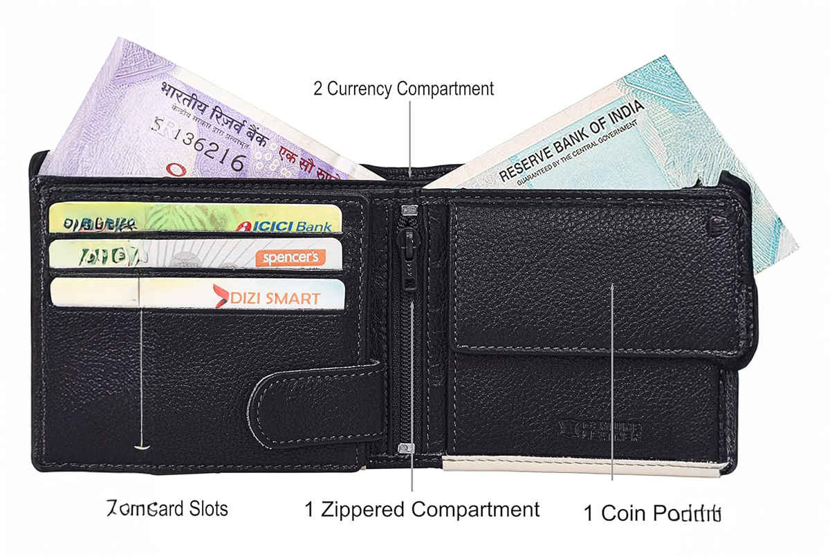 Urban Forest Men's Seattle Leather Wallet | Black & Sand