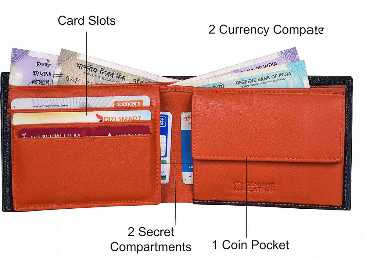 Urban Forest Men's Kyle Leather Wallet | Brown & Orange