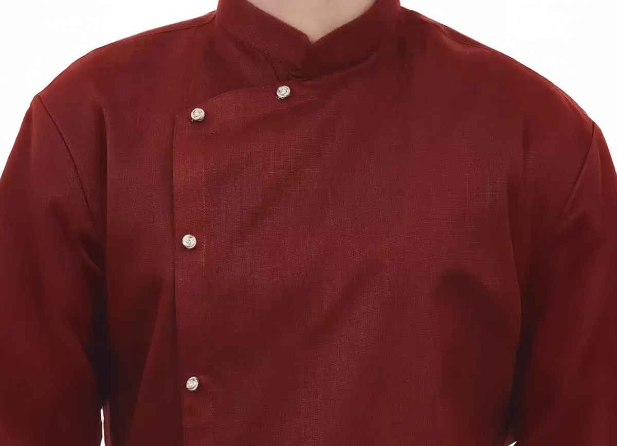 Tibra Collection Men Asymmetric Kurta - Maroon | Solid | Cotton Blend | M