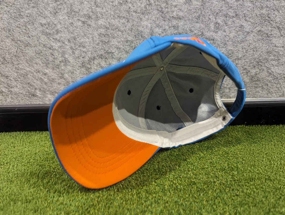 FanCode Unisex Embroidered Polyester Cricket Cap | Navy Blue and Orange - One Size