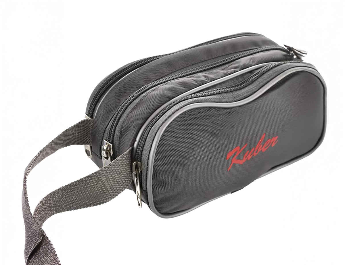 Kuber Industries Rexine Toiletry Bag | Lightweight Travel Shaving Kit with Carry Strap | Grey